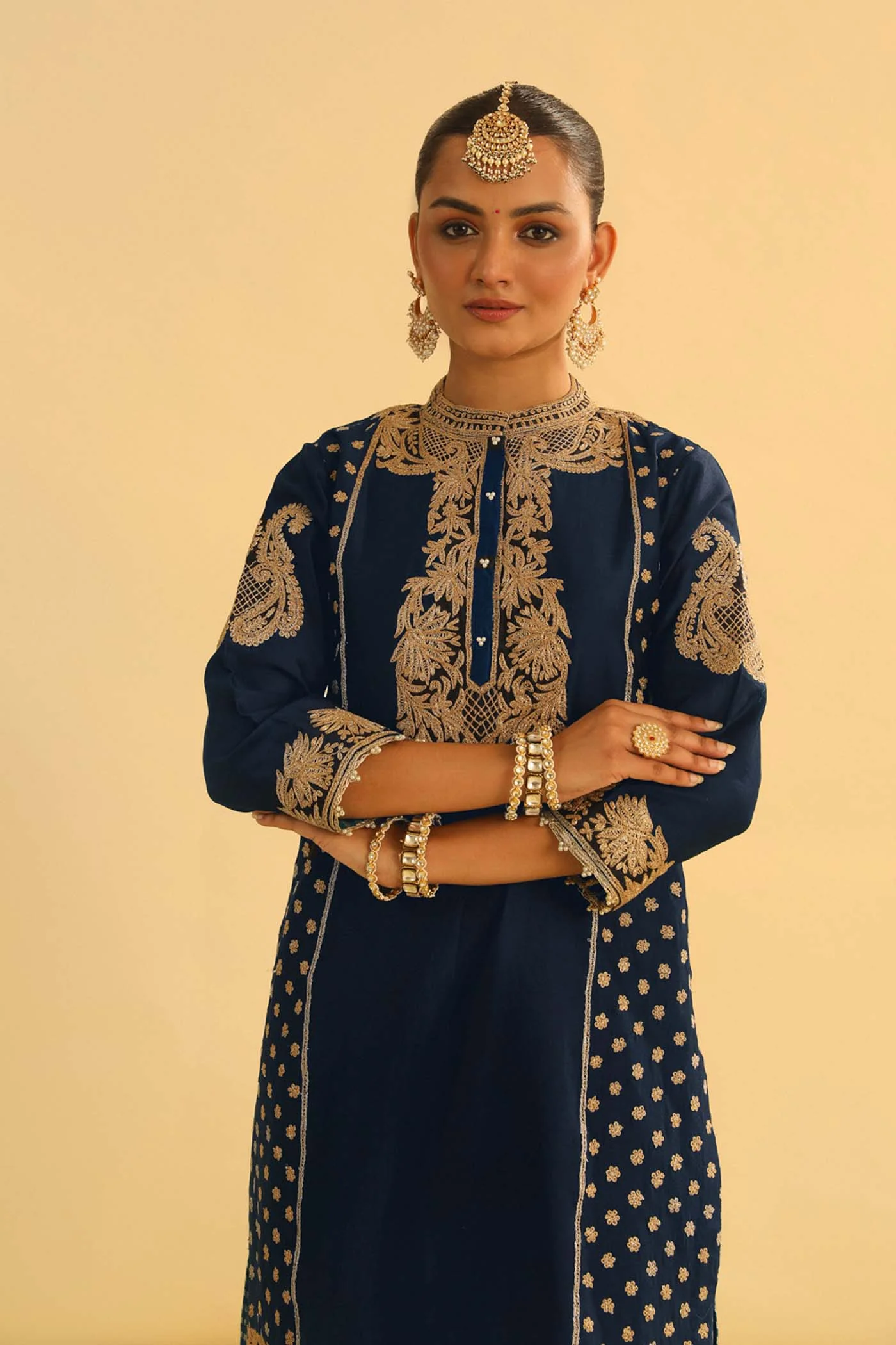 Aabish - Deep Blue Kurta Dhoti Set - Image 3