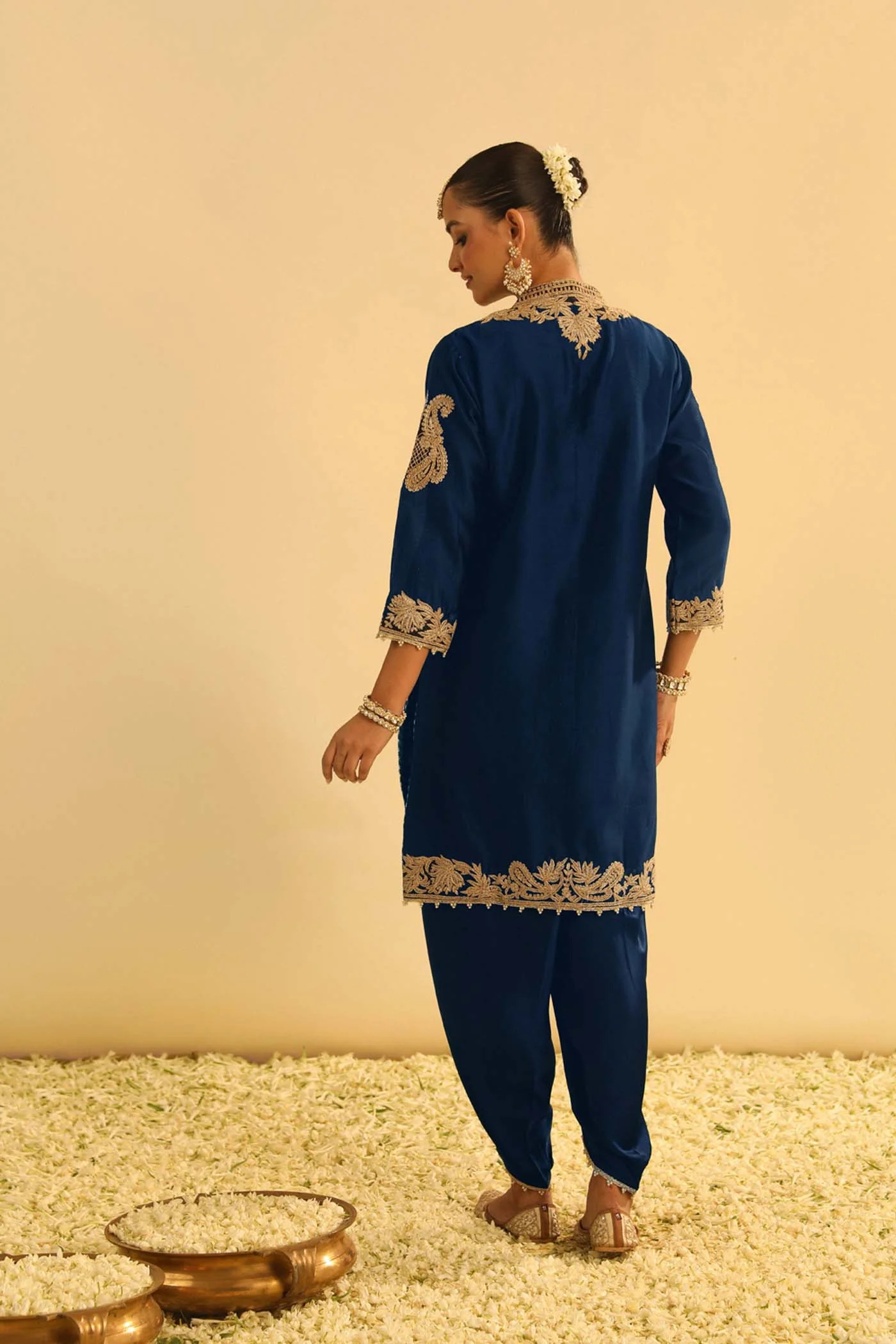 Aabish - Deep Blue Kurta Dhoti Set - Image 4