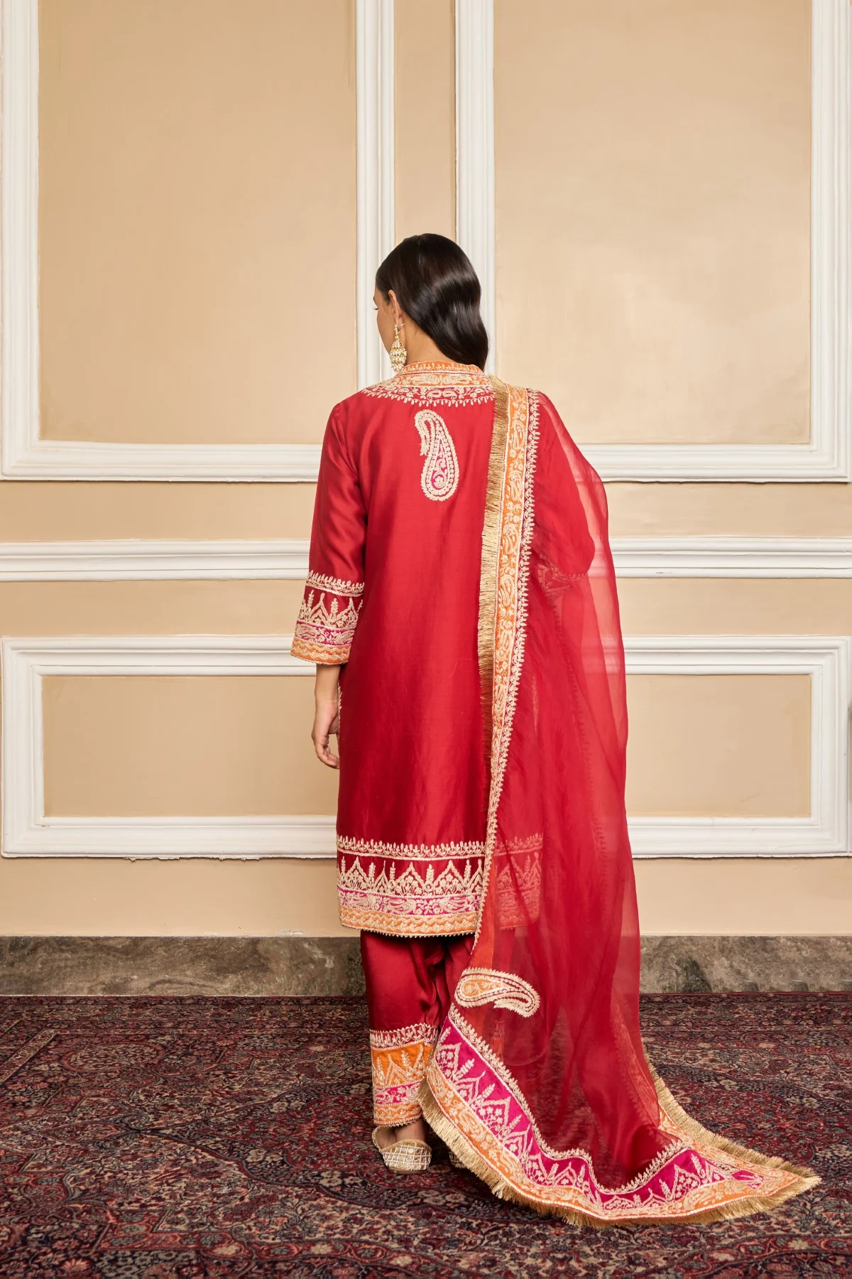 Yashika Khatri In AFSAANA - DEEP RED SHORT KURTA WITH SALWAR AND DUPATTA - Image 4
