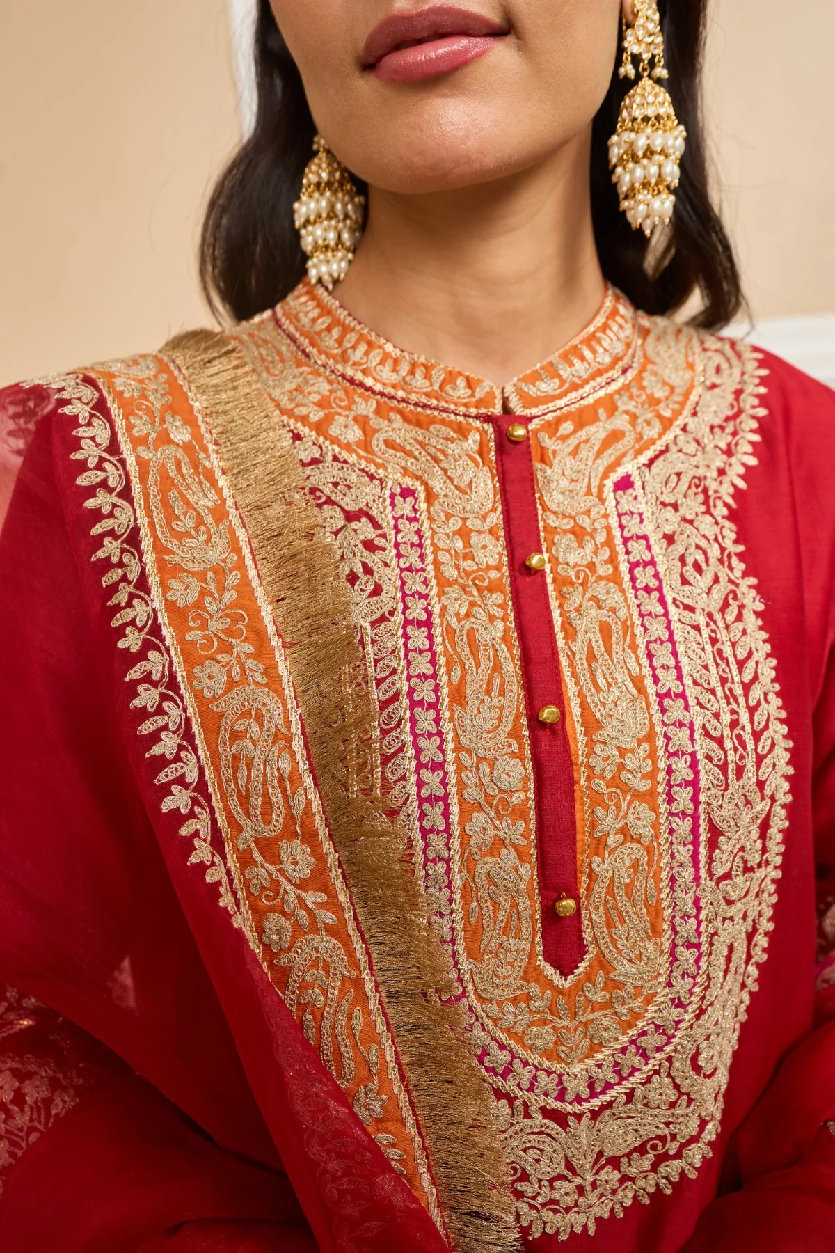 Yashika Khatri In AFSAANA - DEEP RED SHORT KURTA WITH SALWAR AND DUPATTA - Image 6