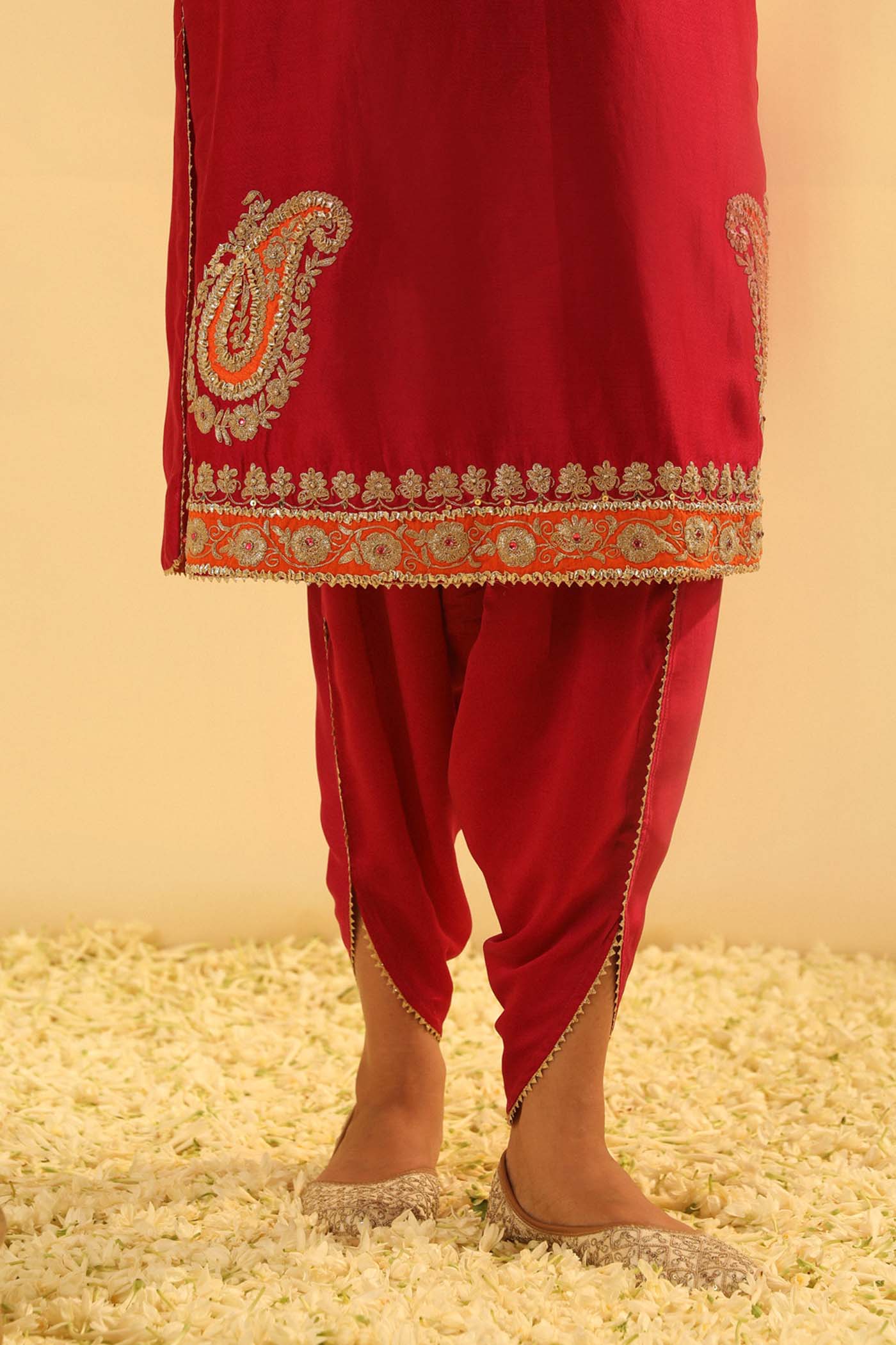 Anjum - Deep Red Short Kurta with Dhoti - Image 5