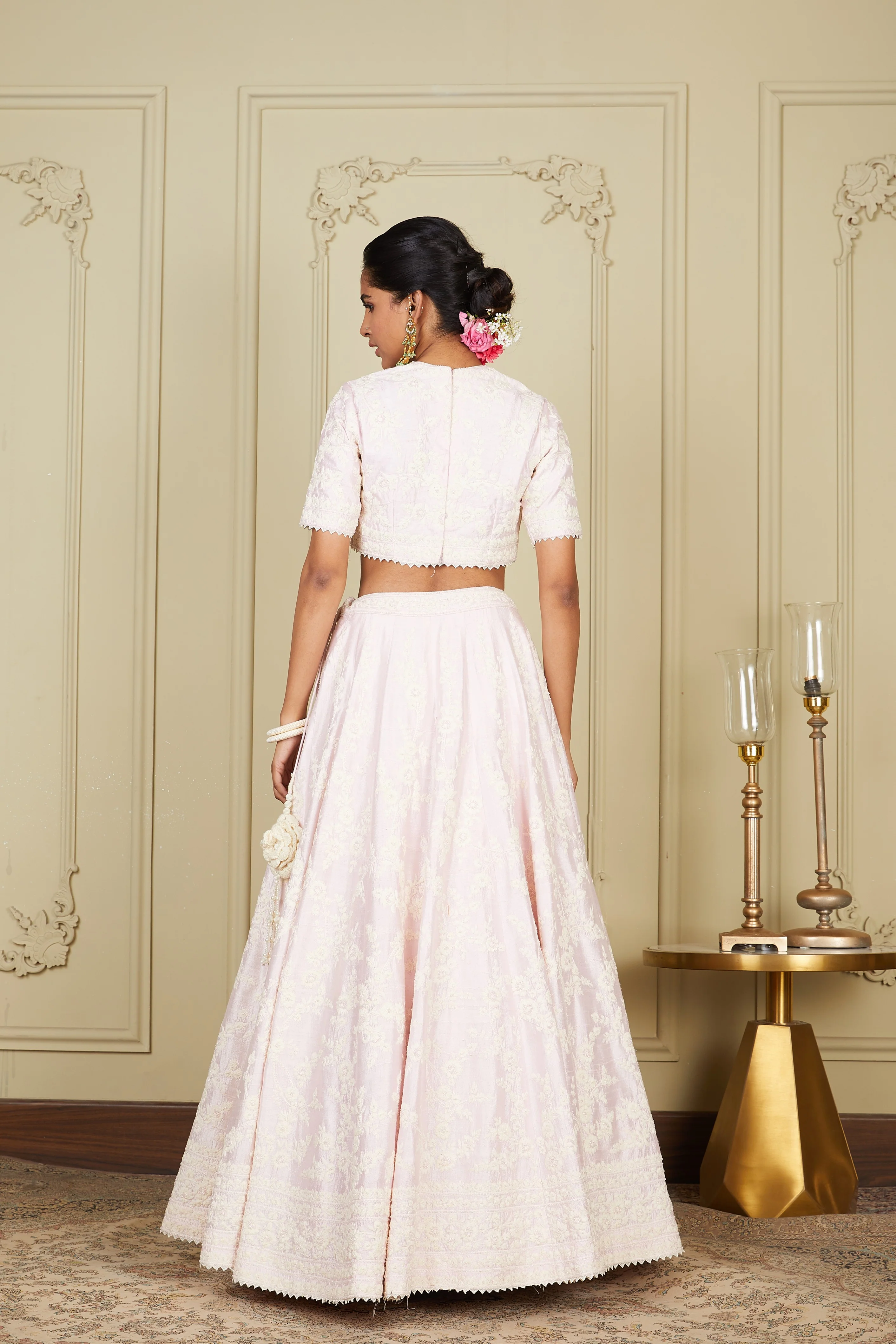Myra - Pearl Blush Lehenga with blouse and dupatta - Image 11
