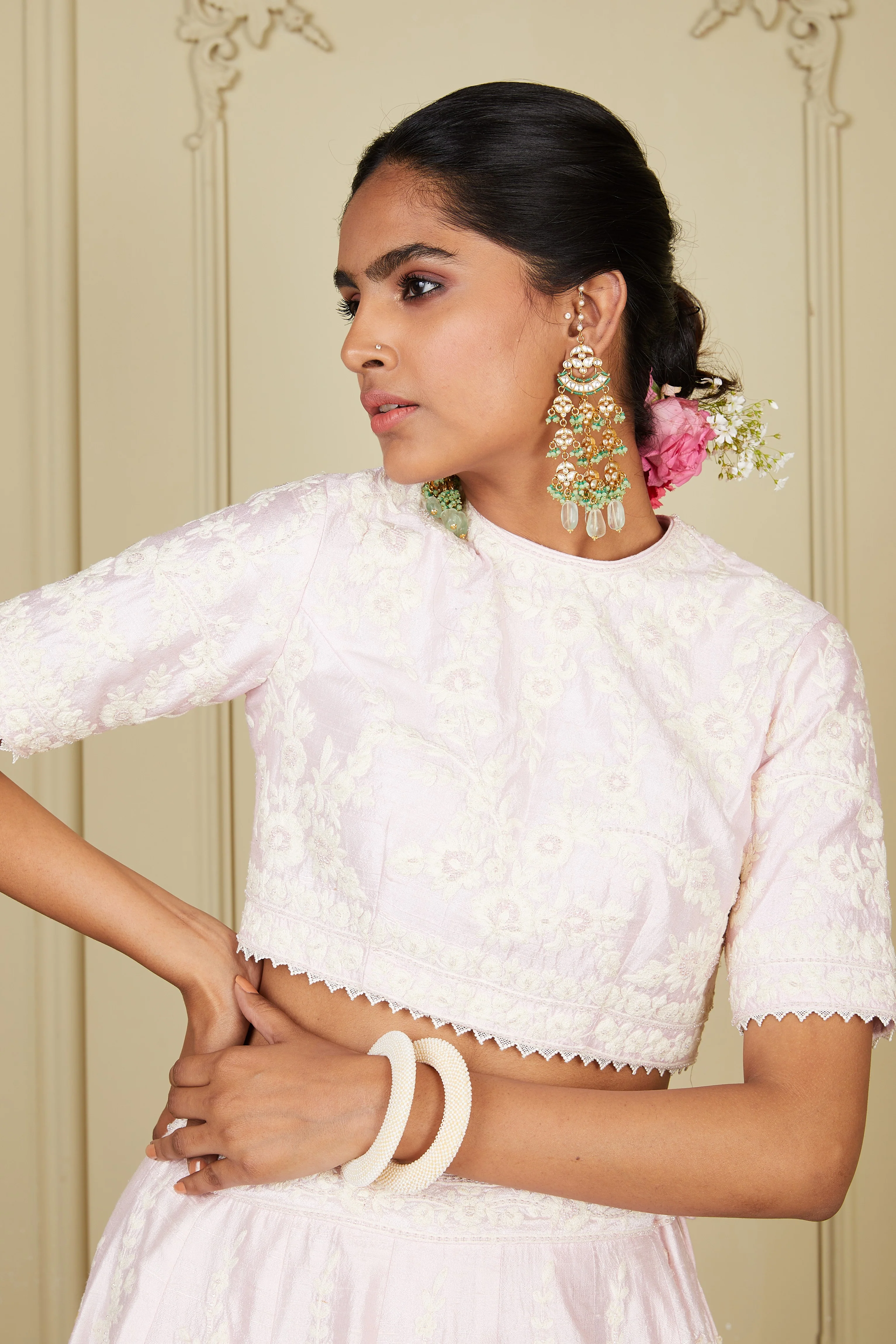 Myra - Pearl Blush Lehenga with blouse and dupatta - Image 12