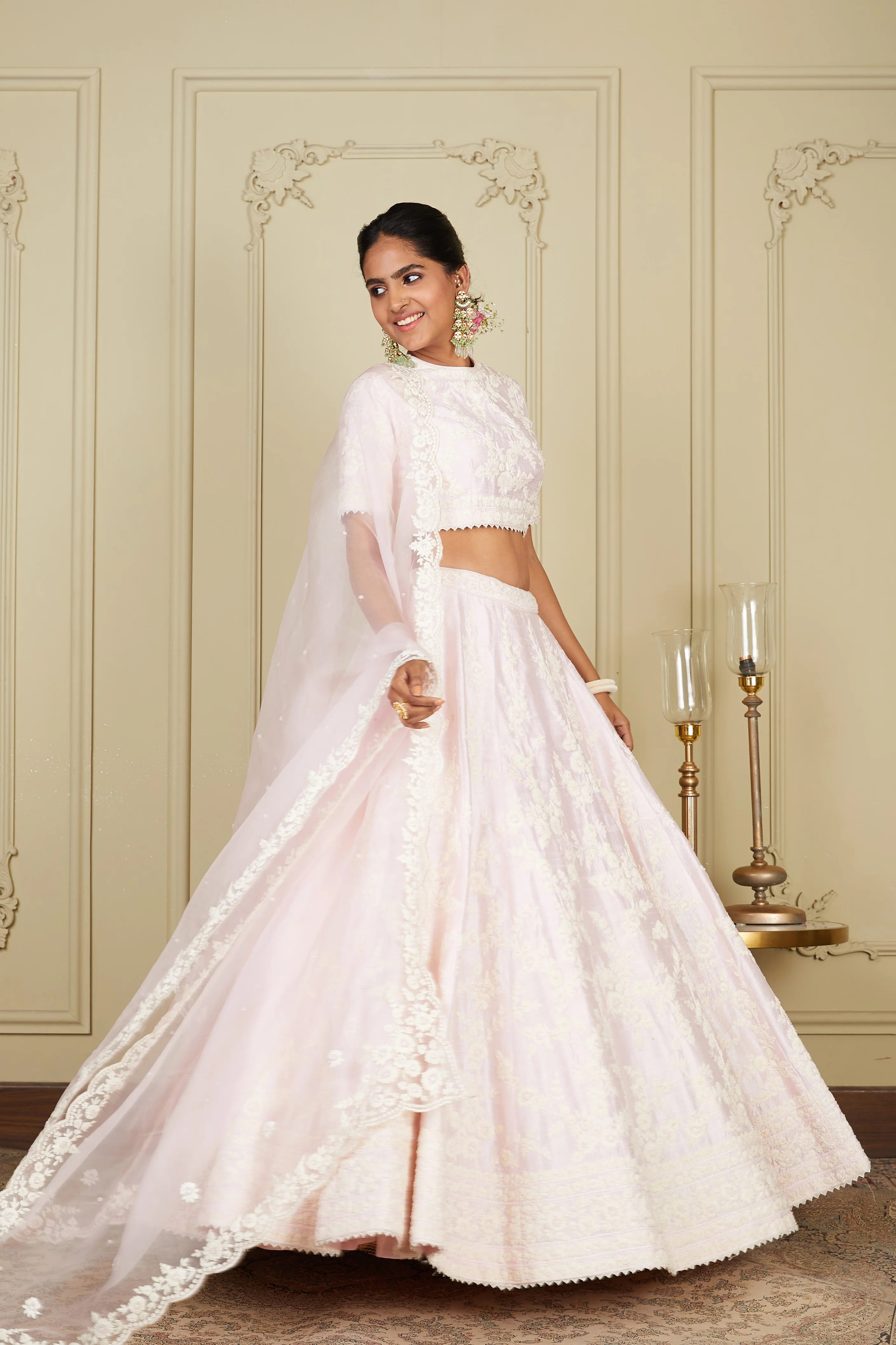 Myra - Pearl Blush Lehenga with blouse and dupatta - Image 4