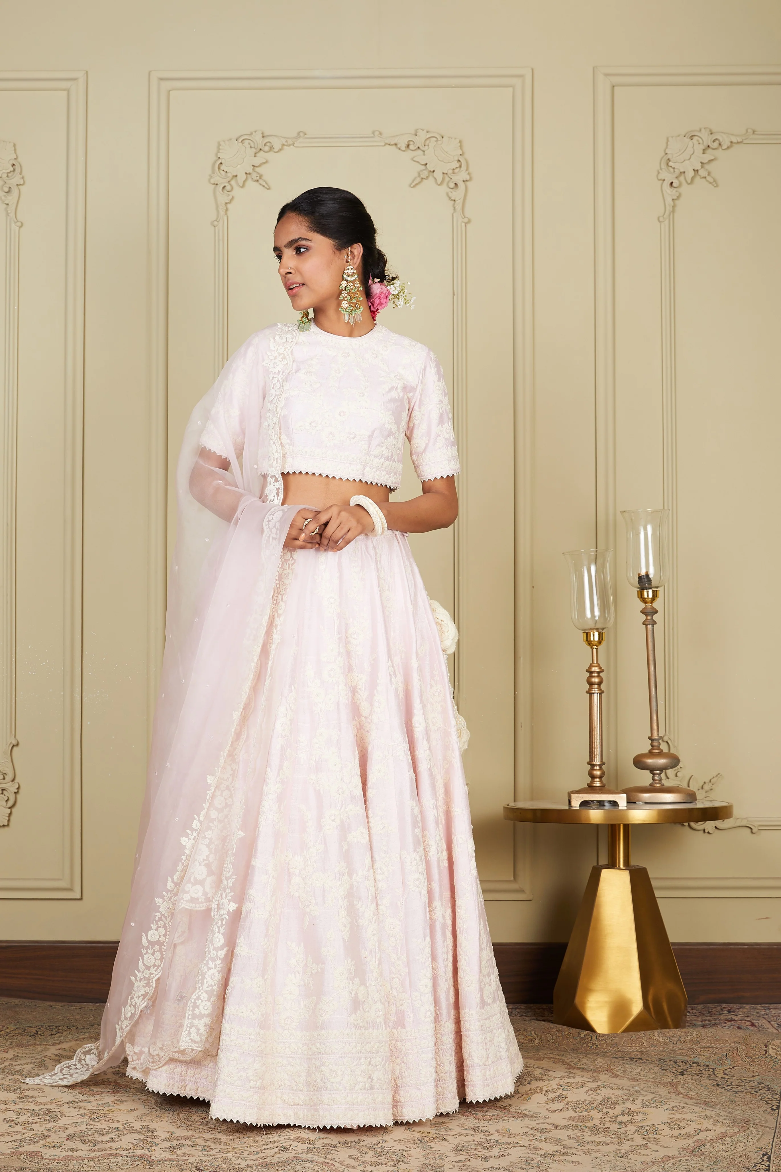 Myra - Pearl Blush Lehenga with blouse and dupatta - Image 5
