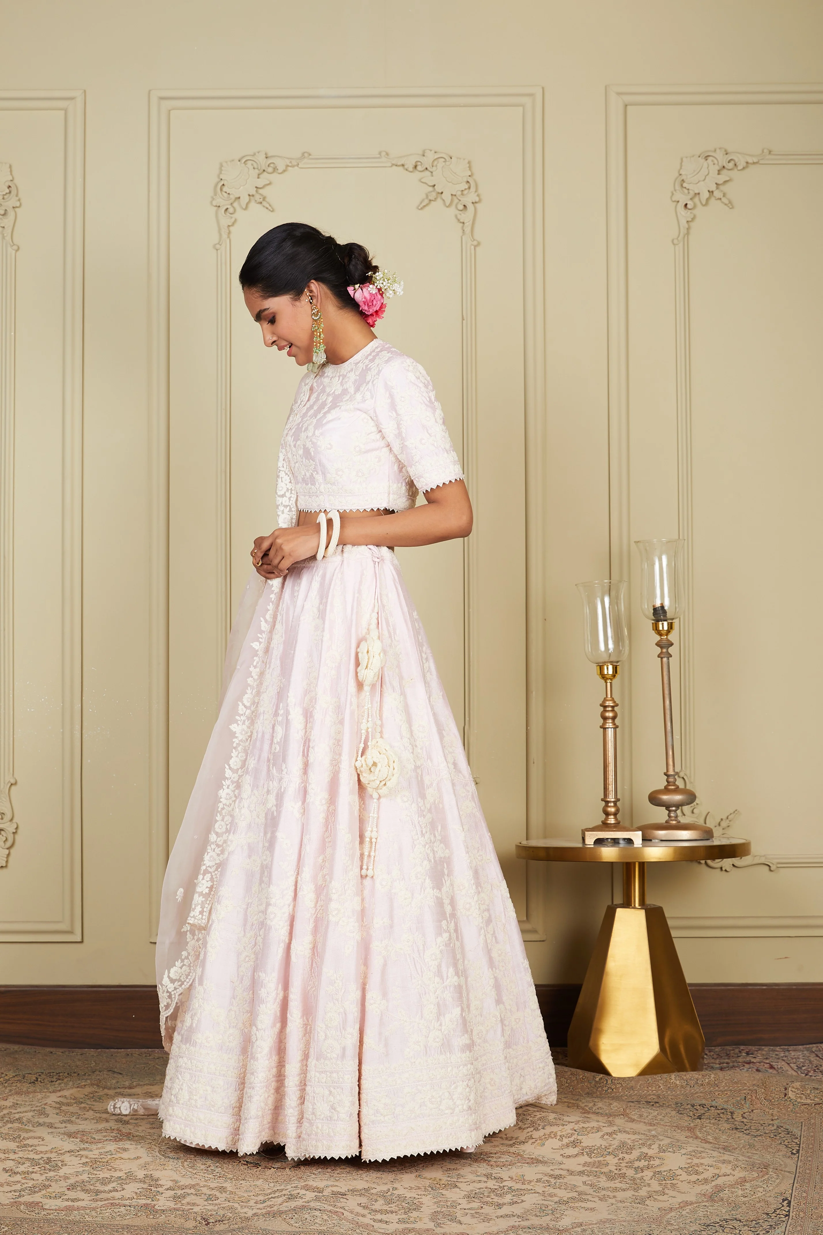 Myra - Pearl Blush Lehenga with blouse and dupatta - Image 6