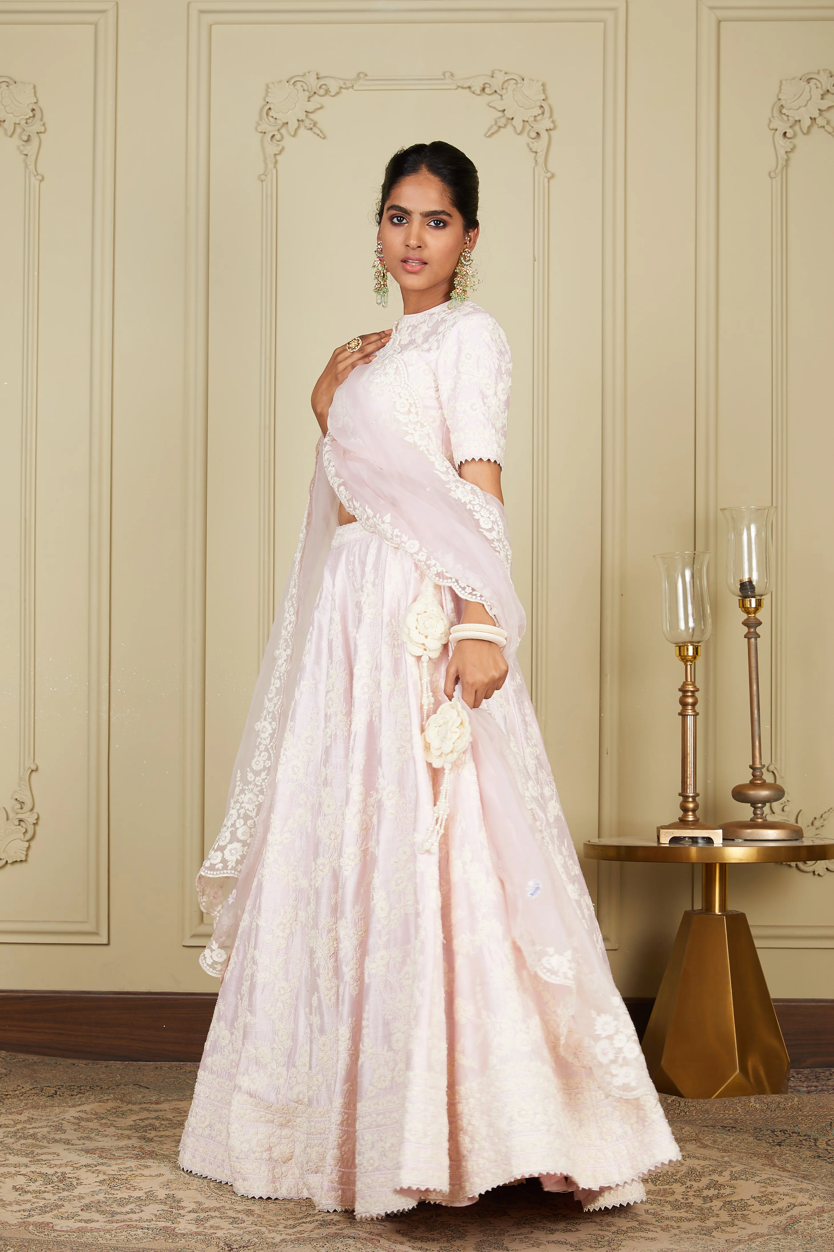 Myra - Pearl Blush Lehenga with blouse and dupatta - Image 9