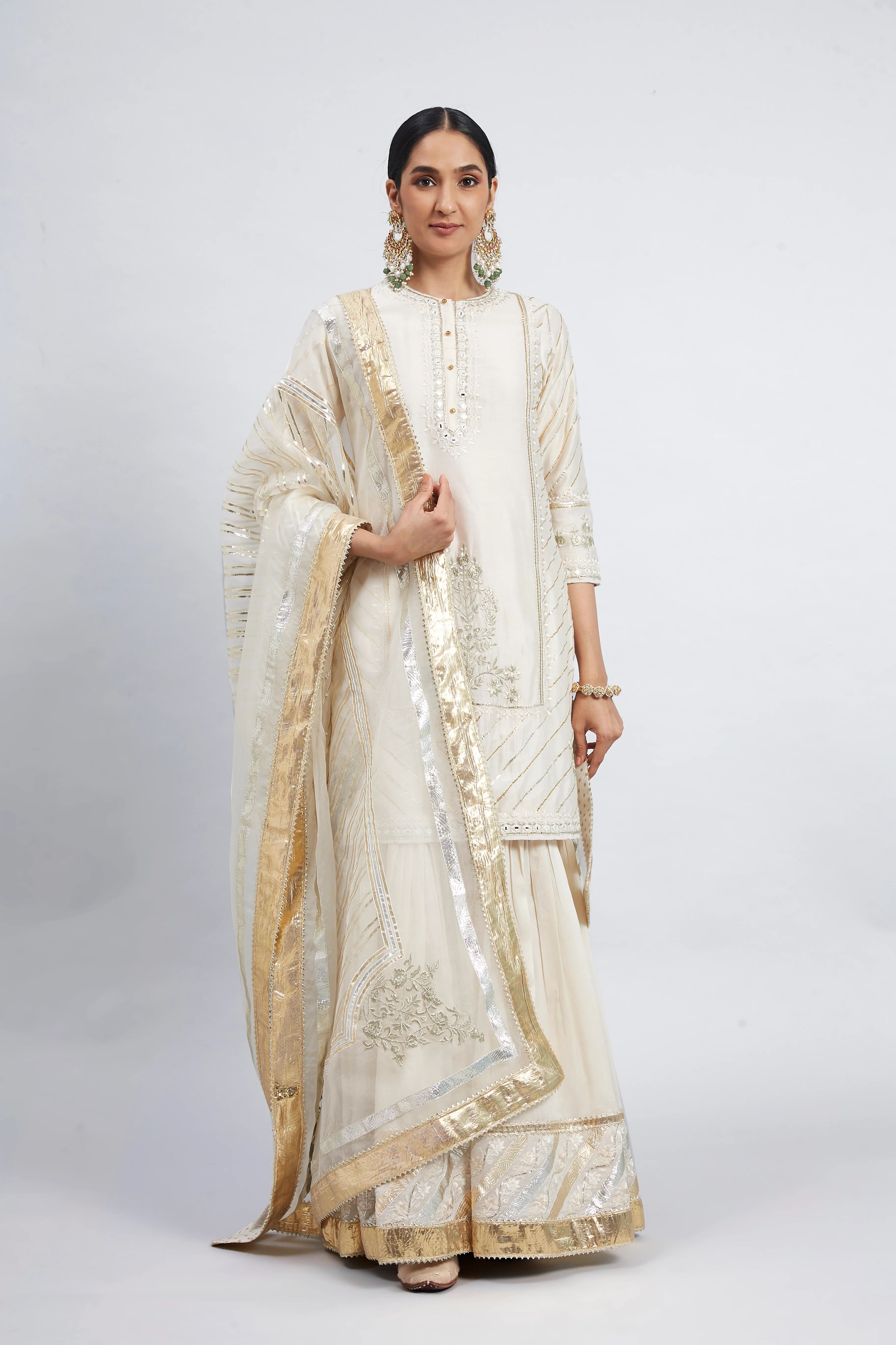 Huma Qureshi in Eliza - Daisy Ivory Chanderi Silk Kurta and Garara Set with Organza dupatta - Image 7