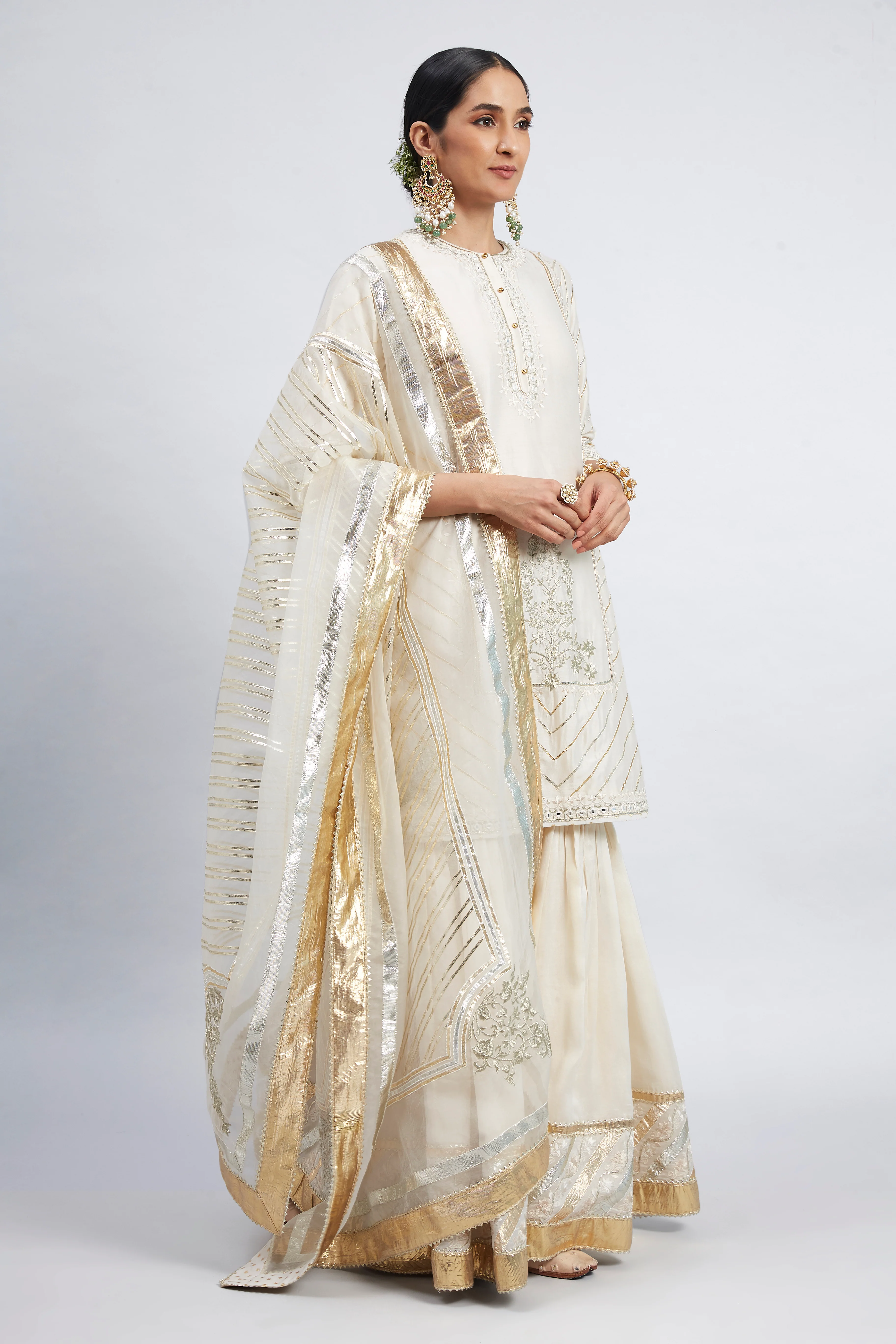 Huma Qureshi in Eliza - Daisy Ivory Chanderi Silk Kurta and Garara Set with Organza dupatta - Image 8