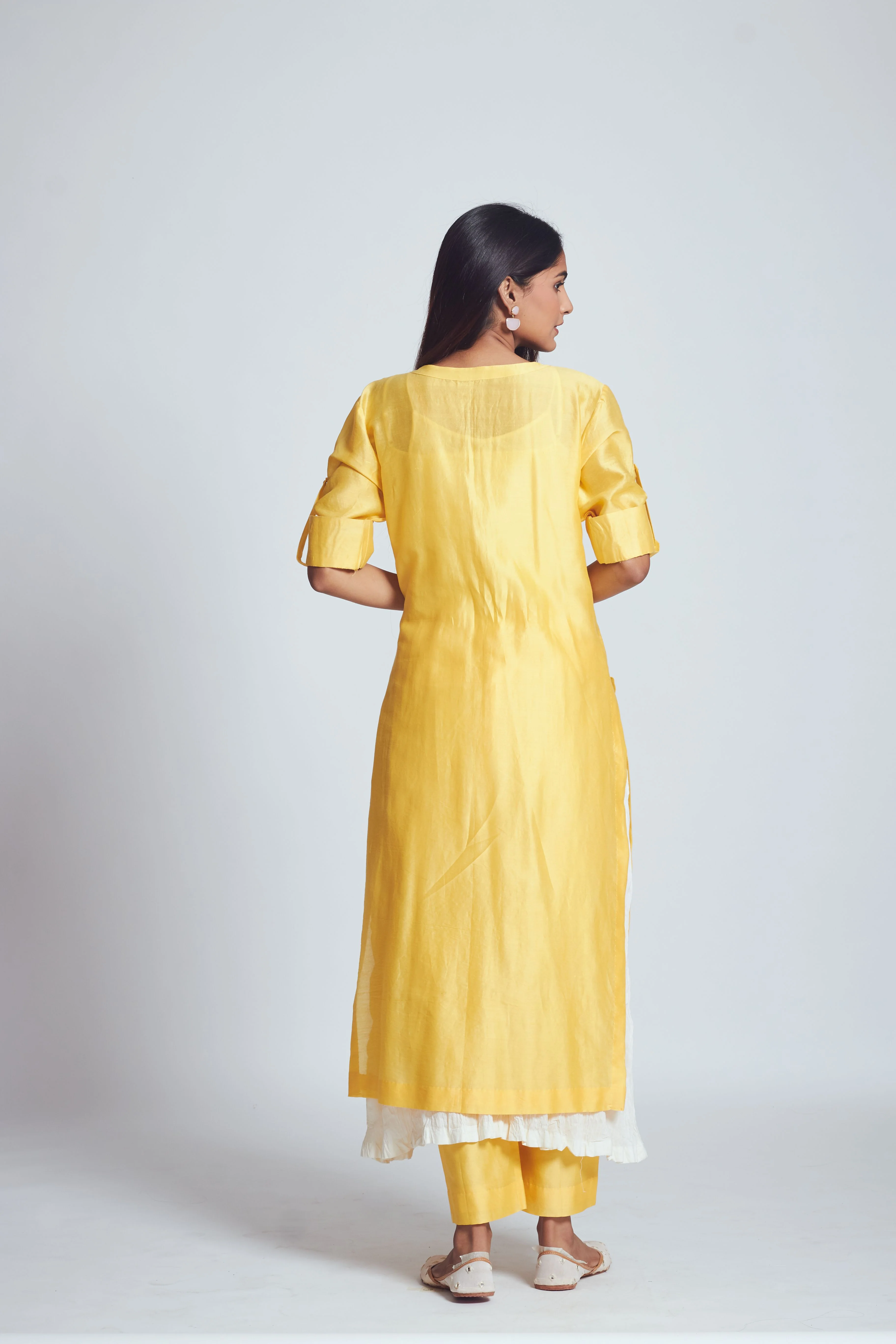 Fazna - Lemon Yellow Silk Embroidered Set - Image 6
