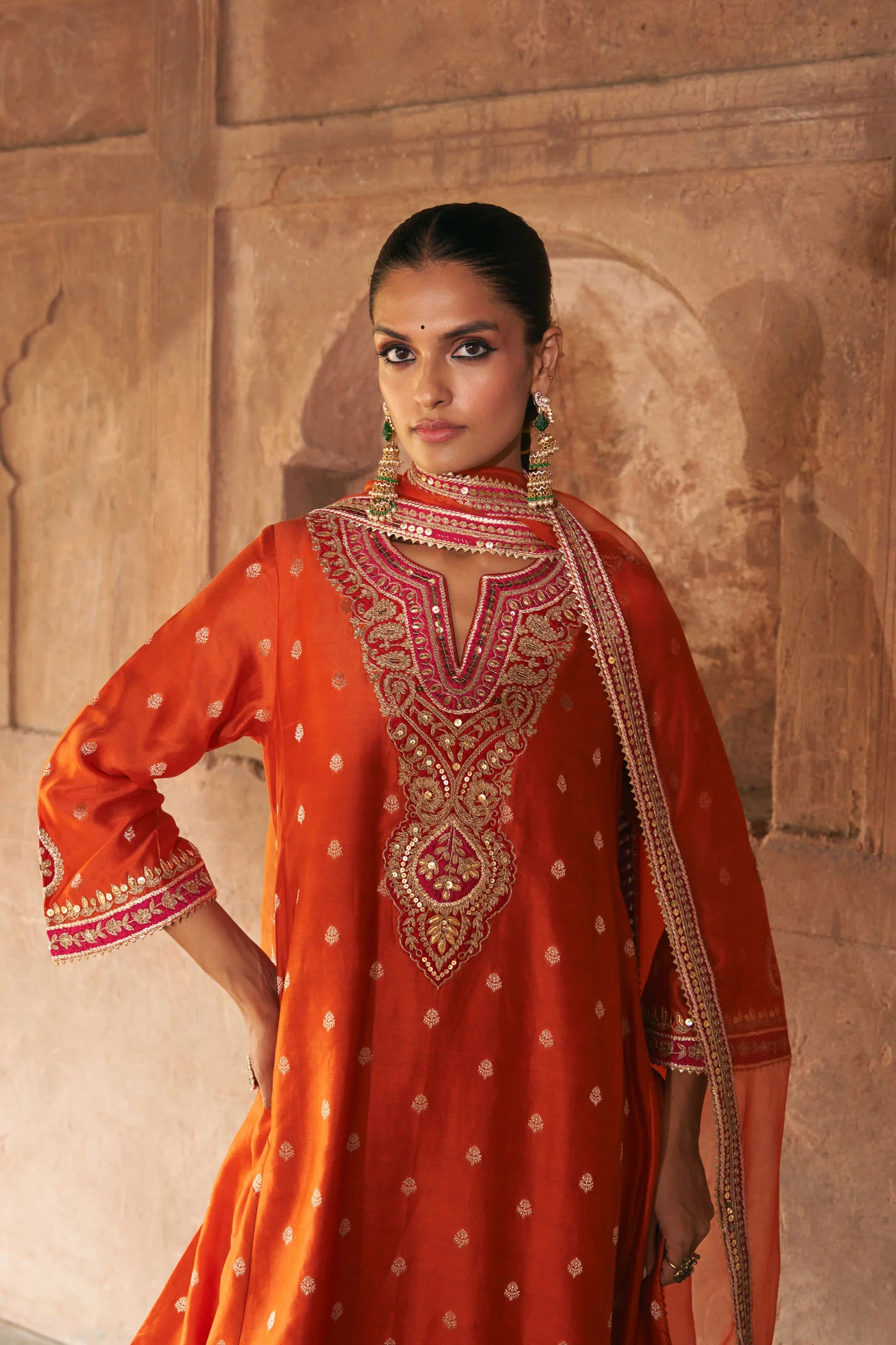 HAFSA - BURNT ORANGE CHAUGA WITH SALWAR - Image 4