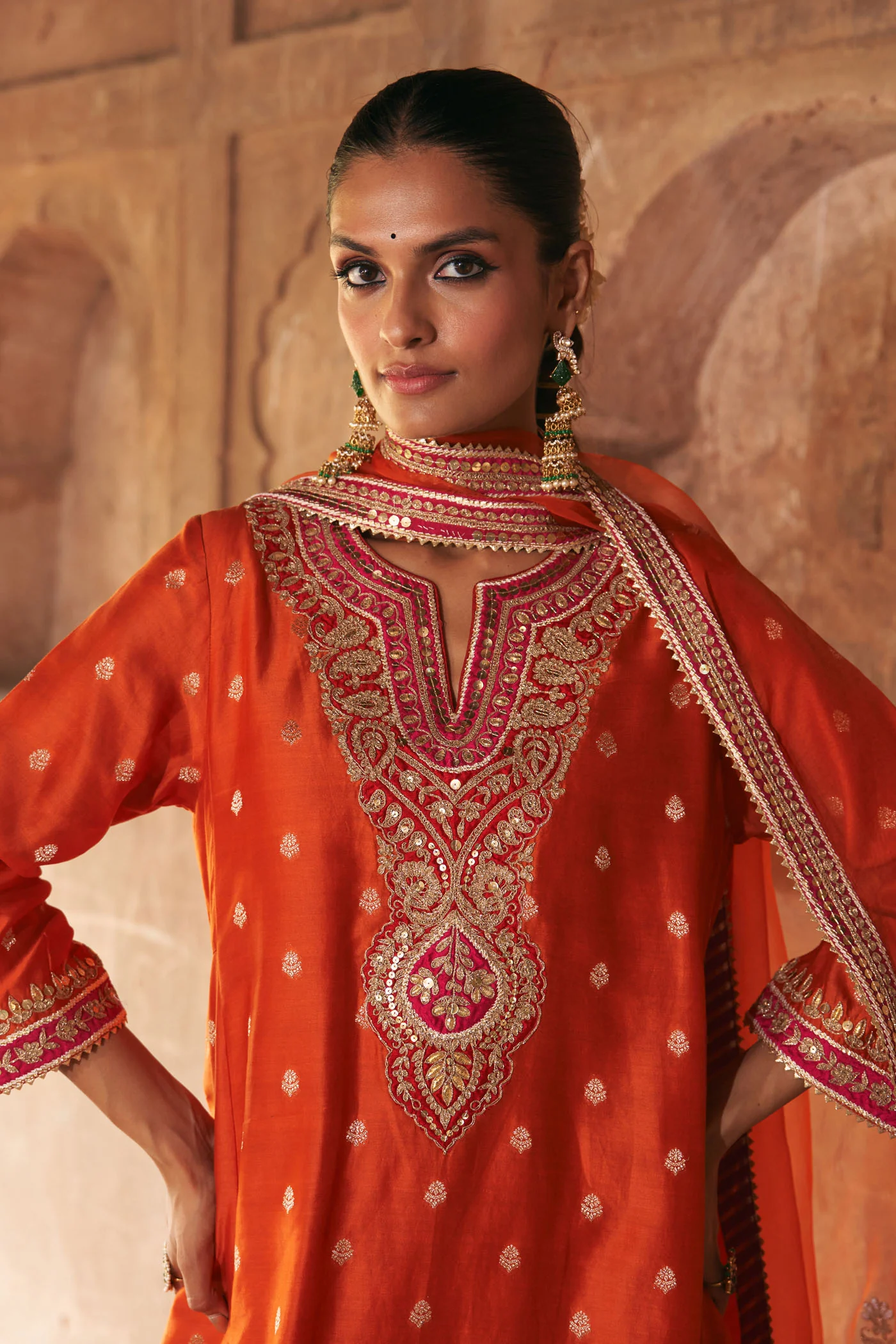 HAFSA - BURNT ORANGE CHAUGA WITH SALWAR - Image 5