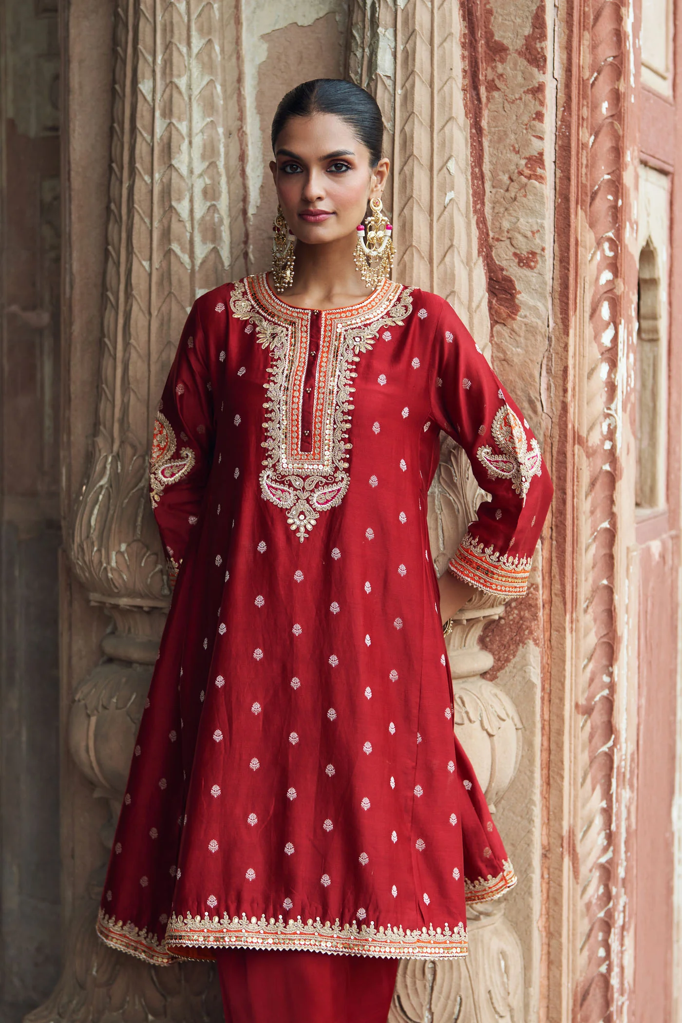 INAAYAT - DEEP RED CHAUGA WITH SALWAR - Image 4