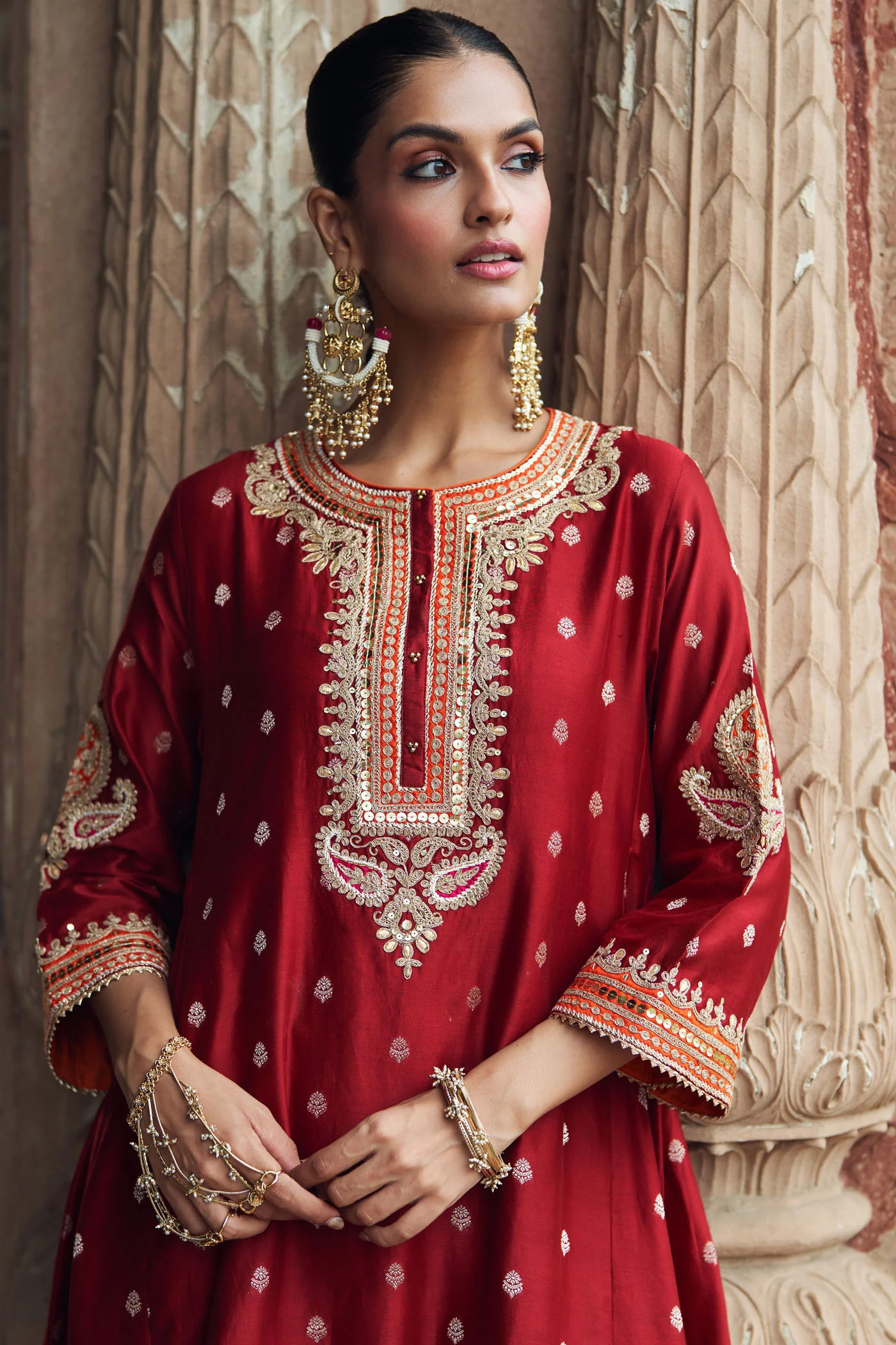 INAAYAT - DEEP RED CHAUGA WITH SALWAR - Image 5