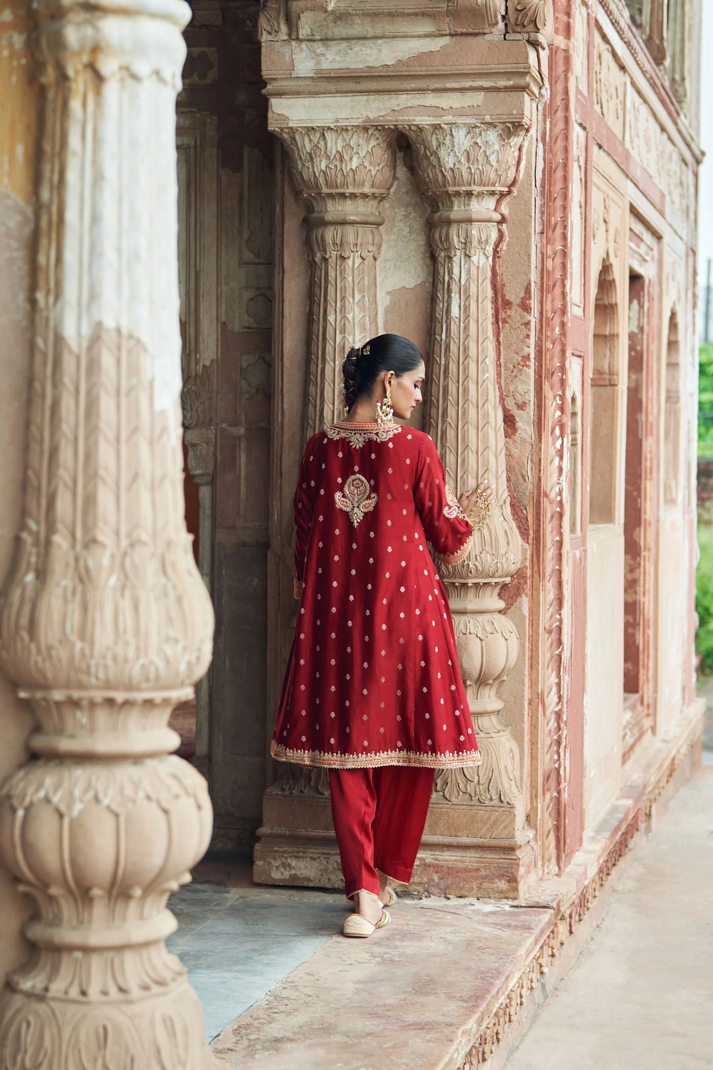 INAAYAT - DEEP RED CHAUGA WITH SALWAR - Image 6