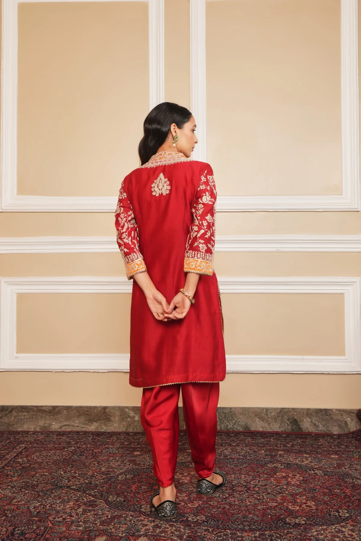 Ahana Mehrotra In MEHNOOR - DEEP RED KURTA WITH DHOTI - Image 5