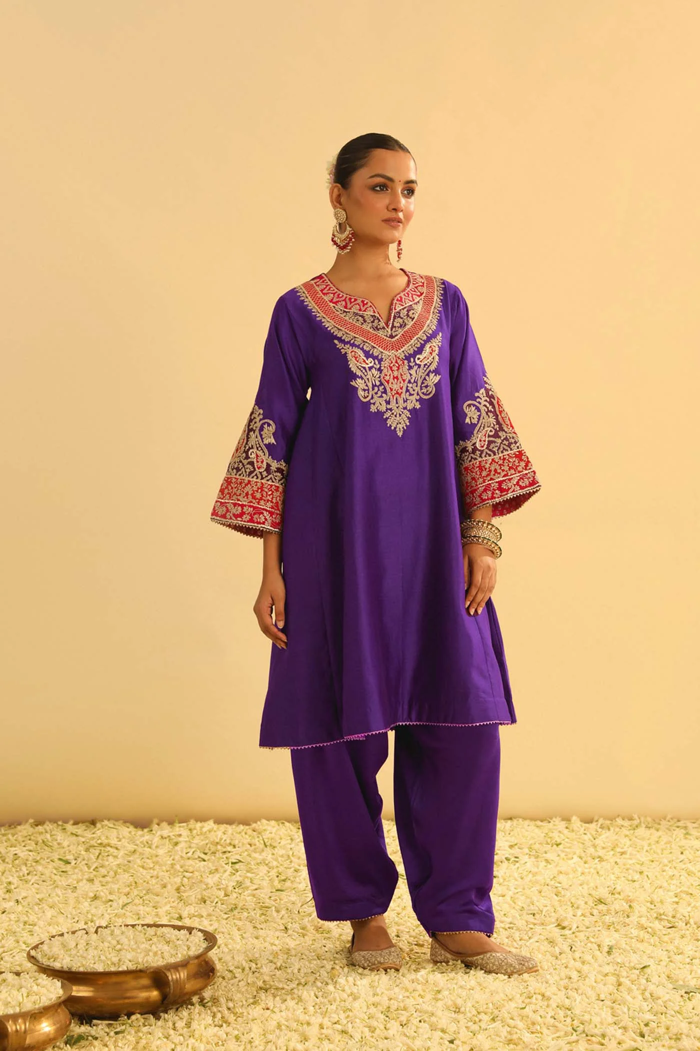 MEHRISH - PURPLE SHORT KALIDAAR CHOGA WITH SALWAR - Image 3