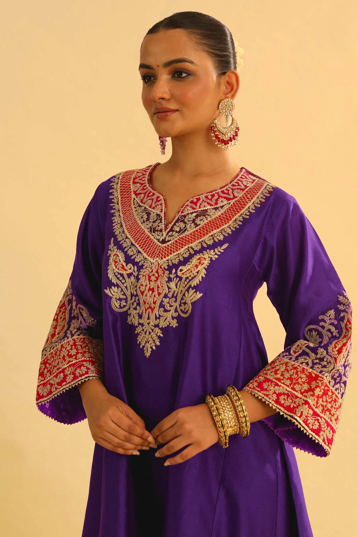 MEHRISH - PURPLE SHORT KALIDAAR CHOGA WITH SALWAR - Image 4