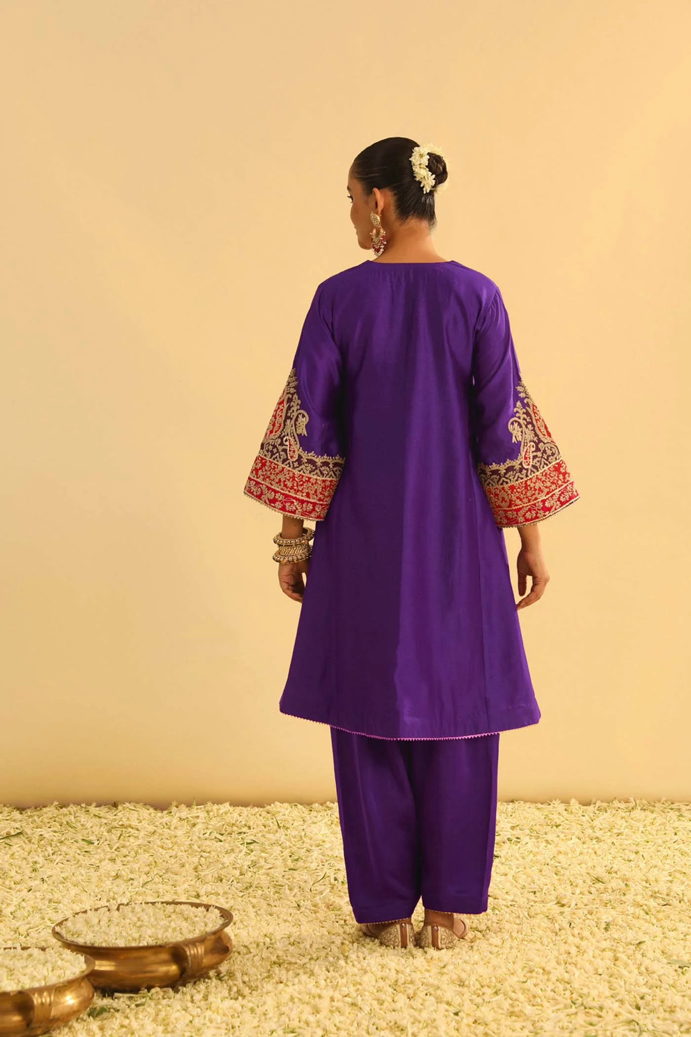MEHRISH - PURPLE SHORT KALIDAAR CHOGA WITH SALWAR - Image 5