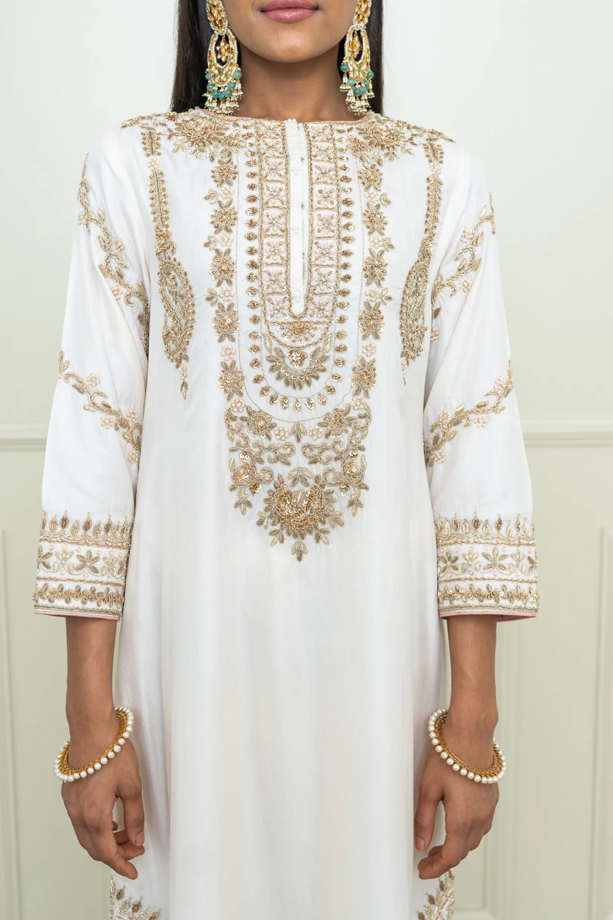 Aarini - Daisy Ivory A-Line kurta with dogri salwar - Image 3