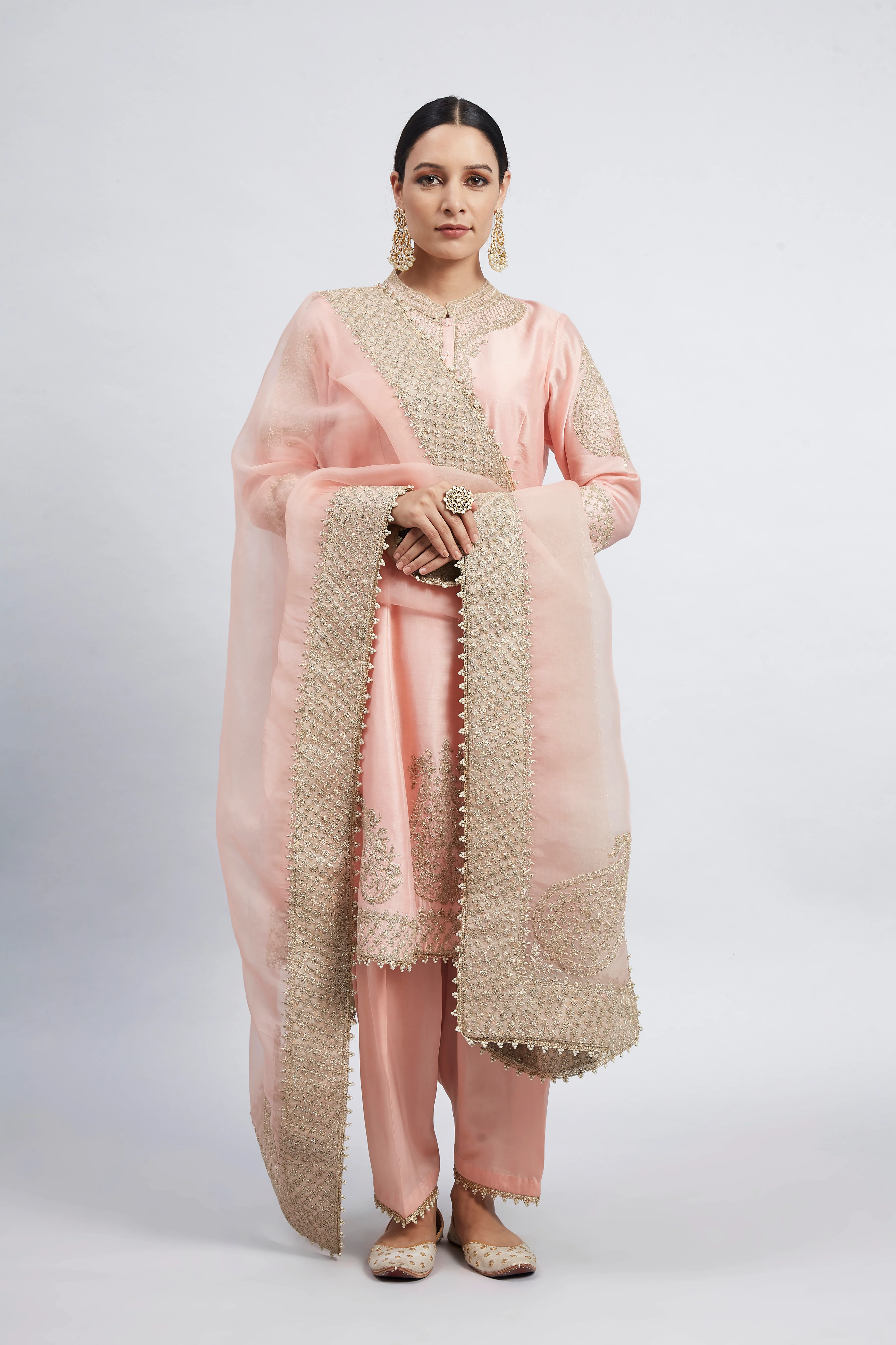Rabhya- Carnation Pink Embroidered Kurta Set - Image 3