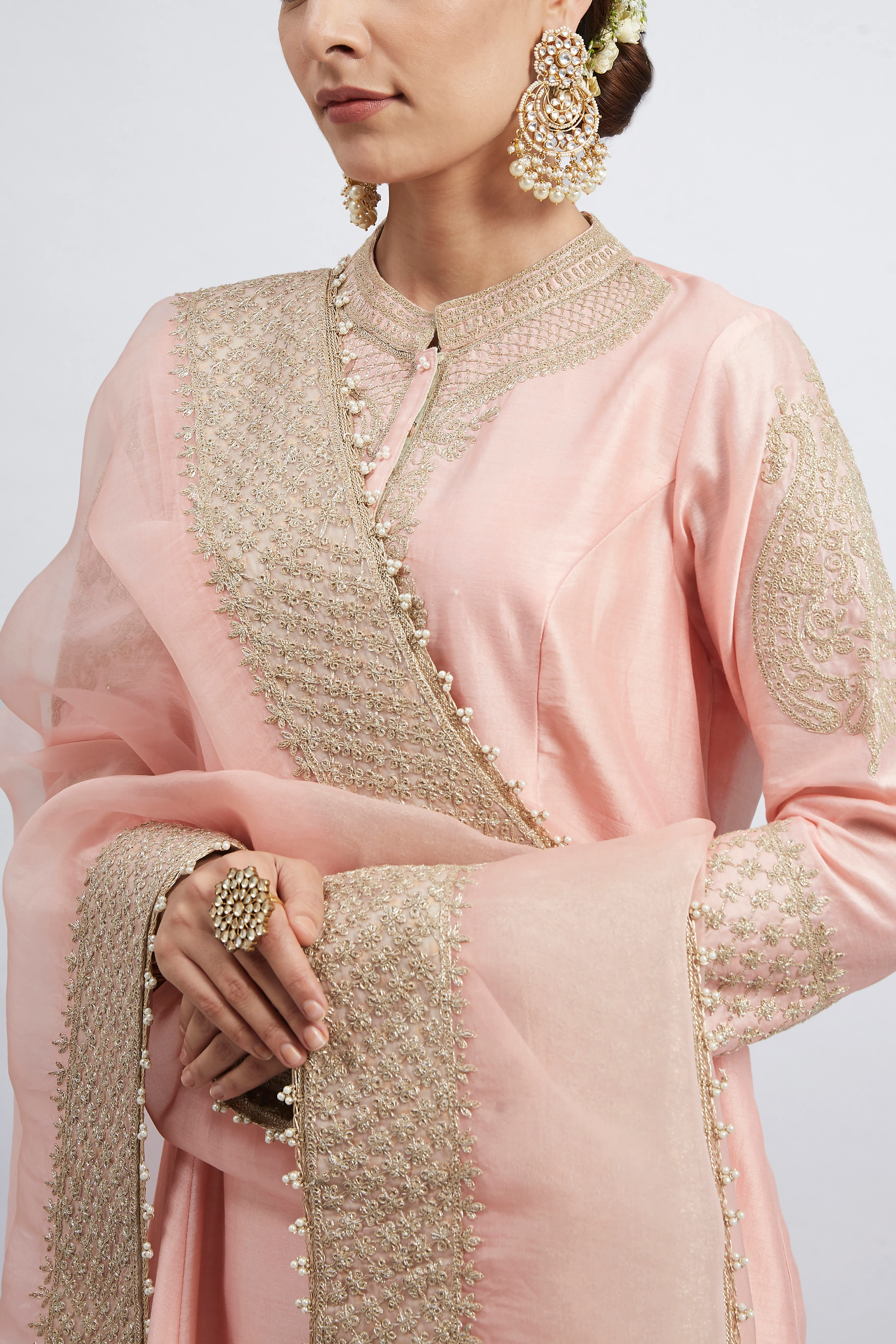 Rabhya- Carnation Pink Embroidered Kurta Set - Image 4