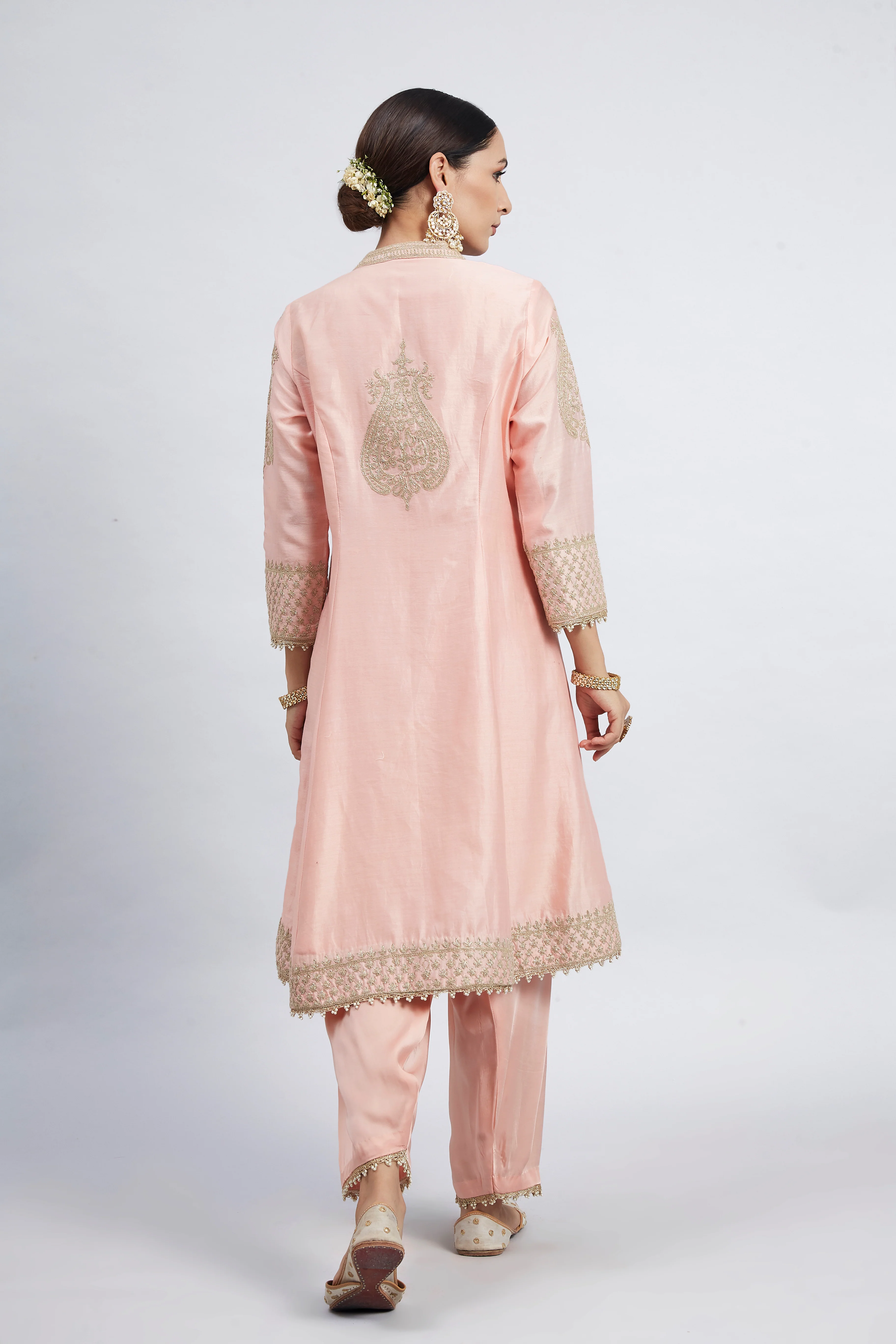 Rabhya- Carnation Pink Embroidered Kurta Set - Image 5
