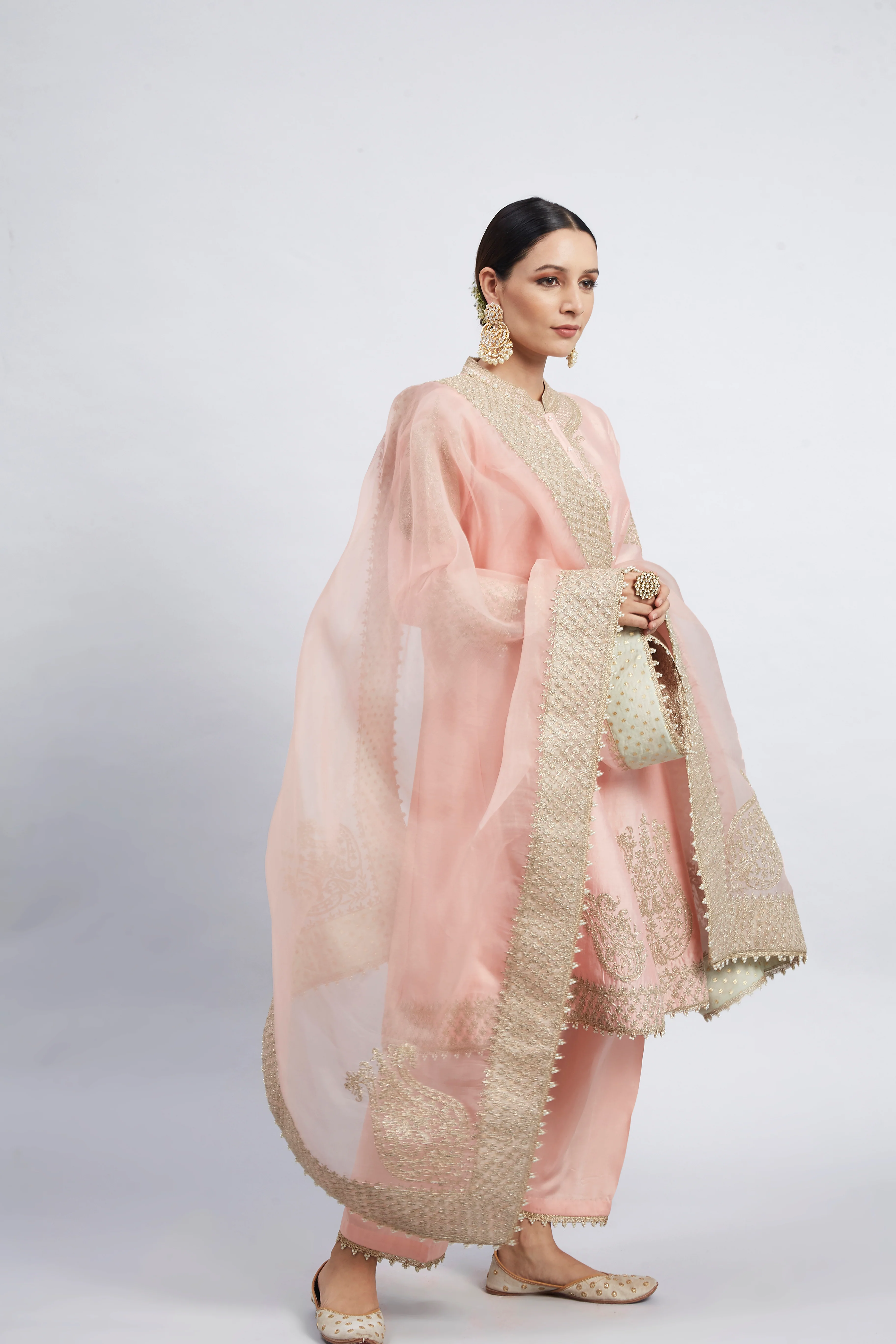 Rabhya- Carnation Pink Embroidered Kurta Set - Image 6