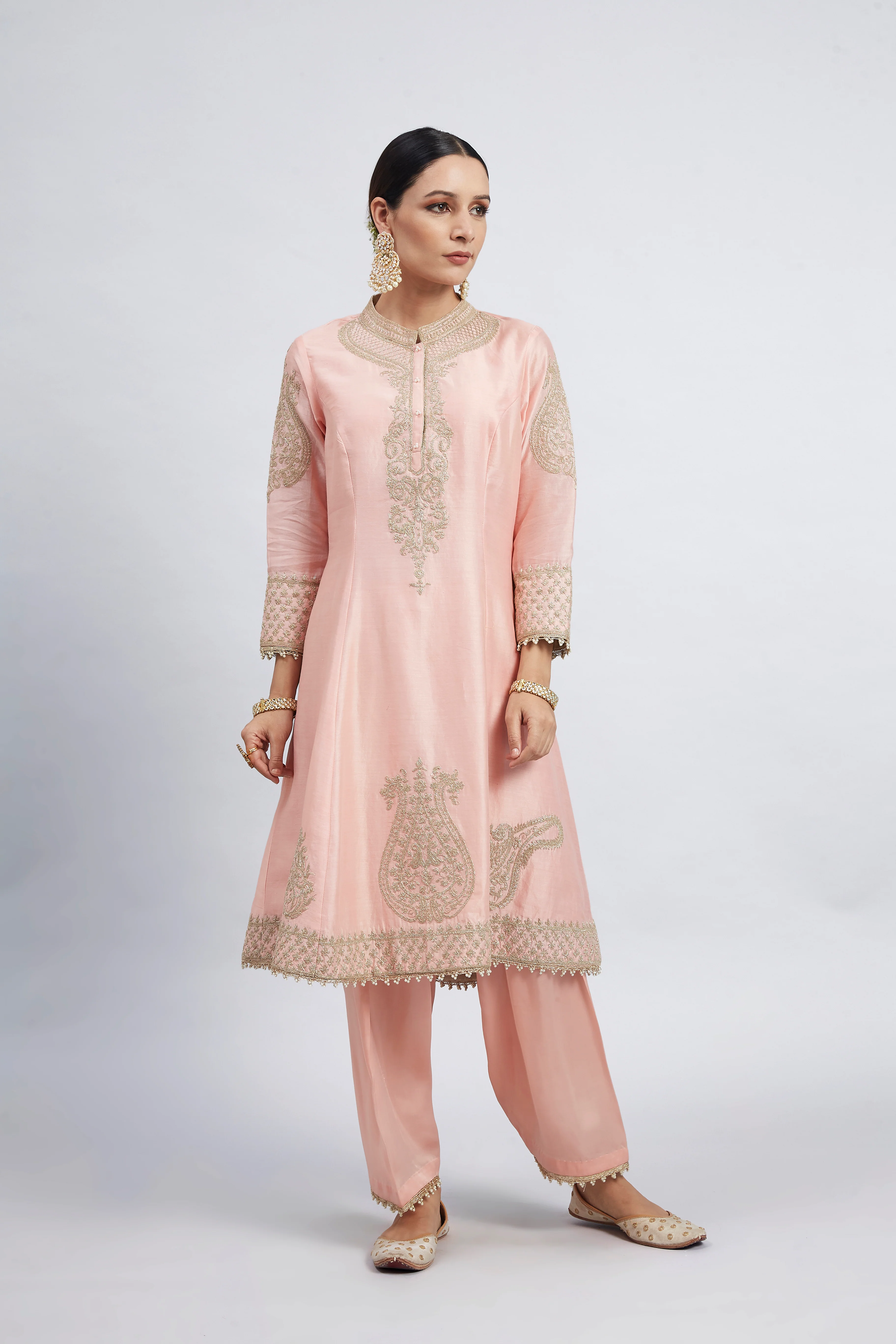 Rabhya- Carnation Pink Embroidered Kurta Set - Image 7