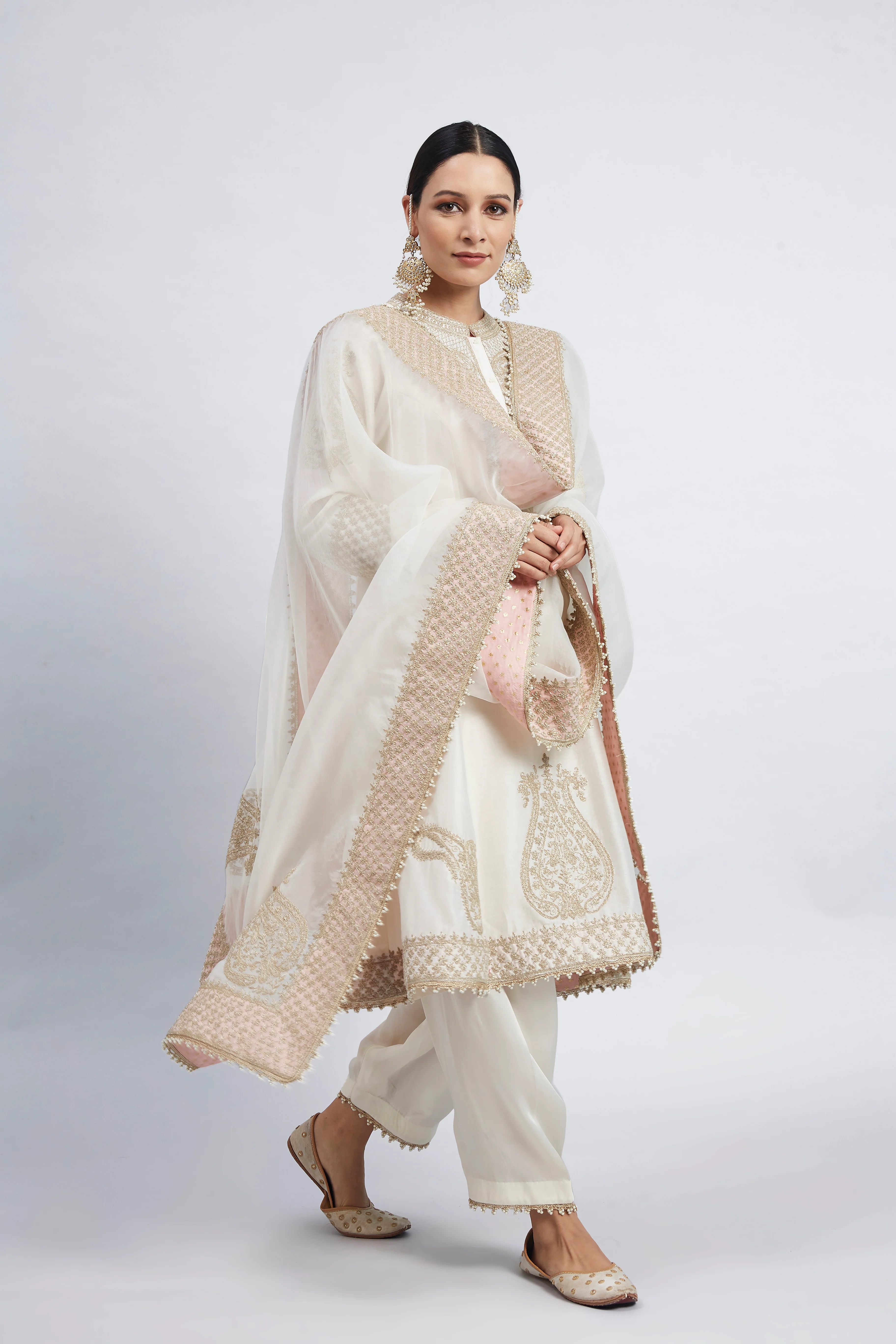 Rabhya- Daisy Ivory Tilla Embroidered Kurta Set - Image 6
