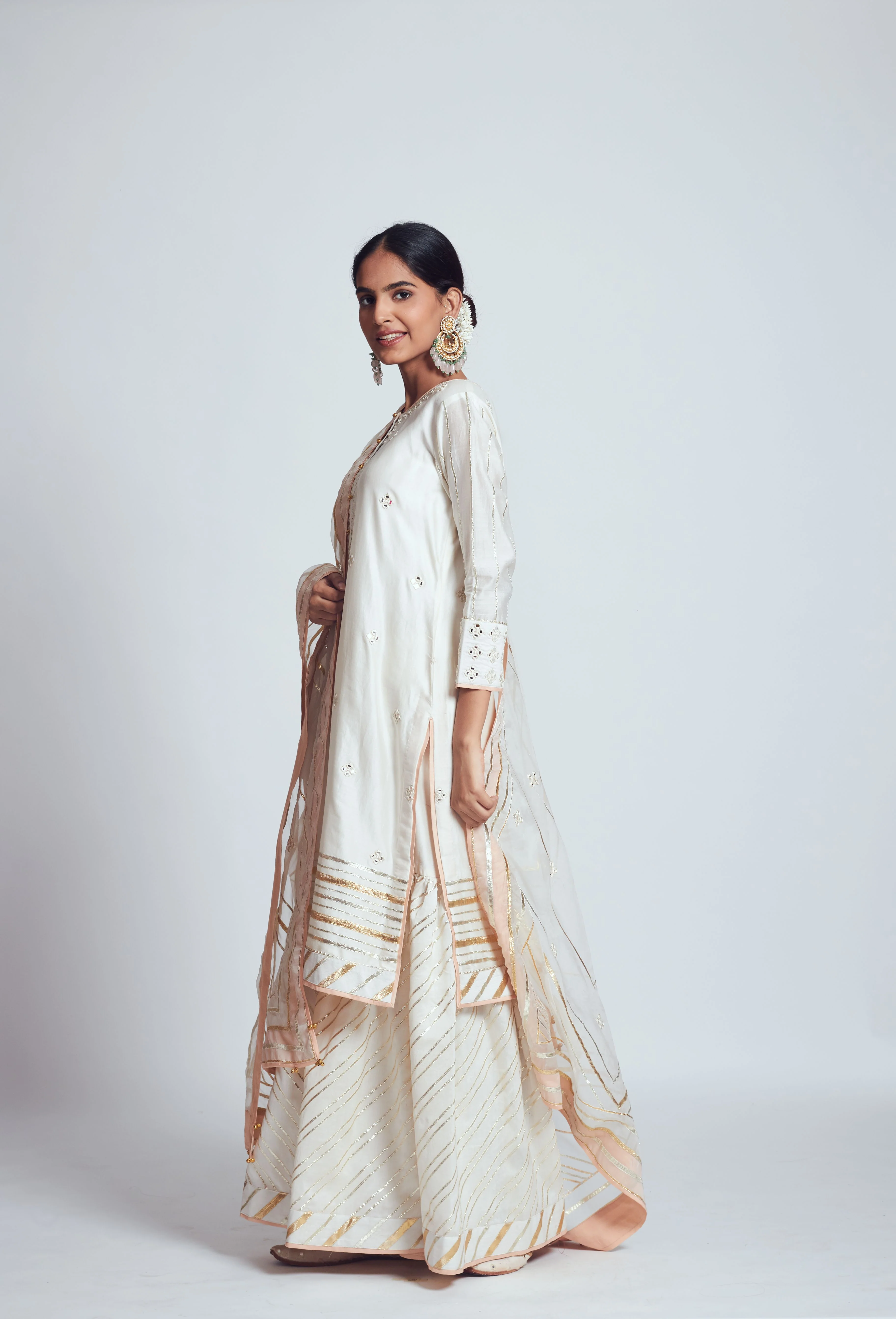 Rehnuma- Daisy ivory chanderi silk ensemble - Image 3