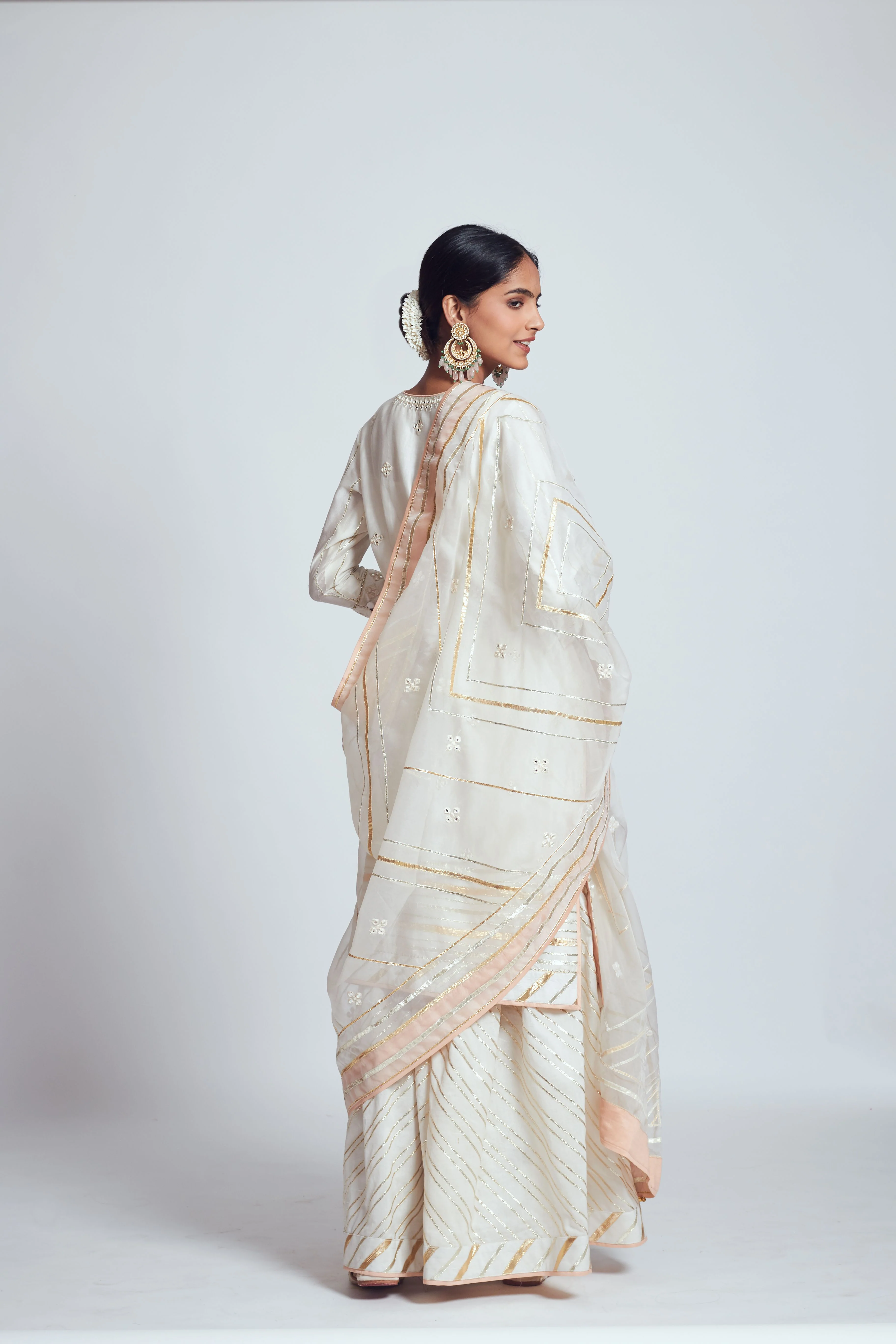 Rehnuma- Daisy ivory chanderi silk ensemble - Image 5
