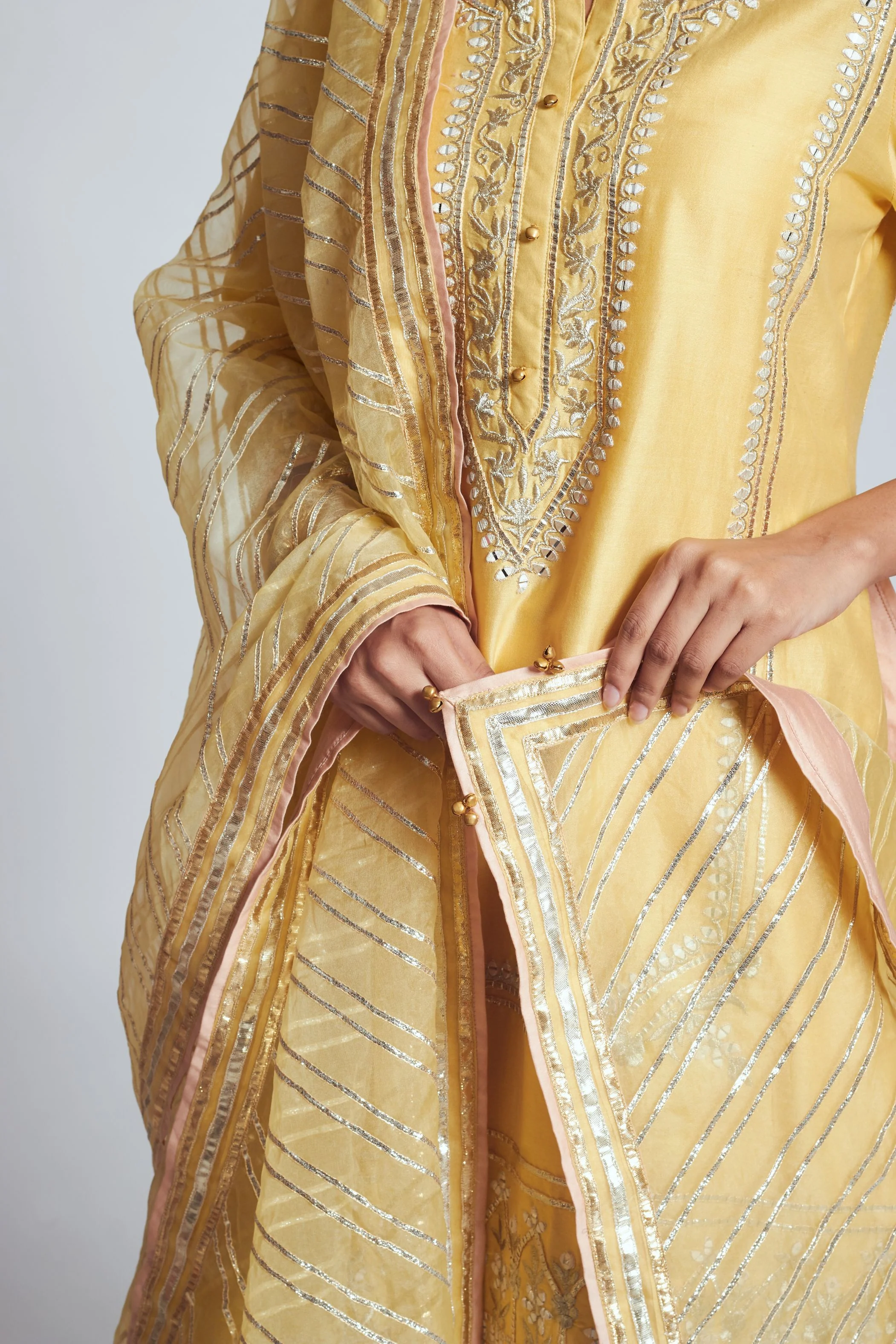 Rizwanaa- Happy yellow chanderi silk ensemble - Image 3