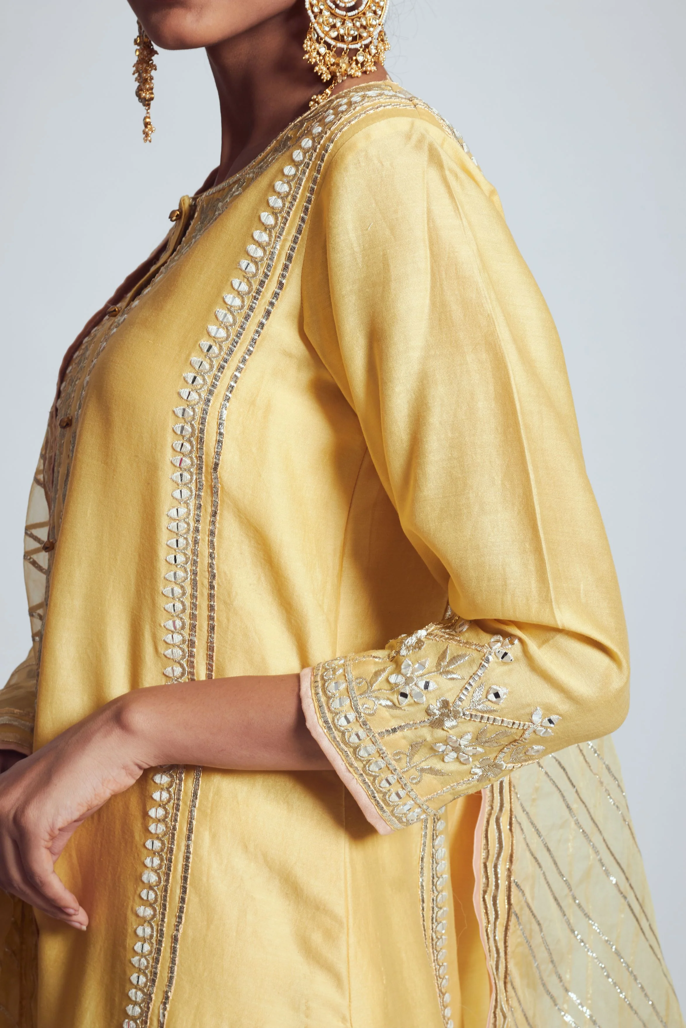 Rizwanaa- Happy yellow chanderi silk ensemble - Image 4