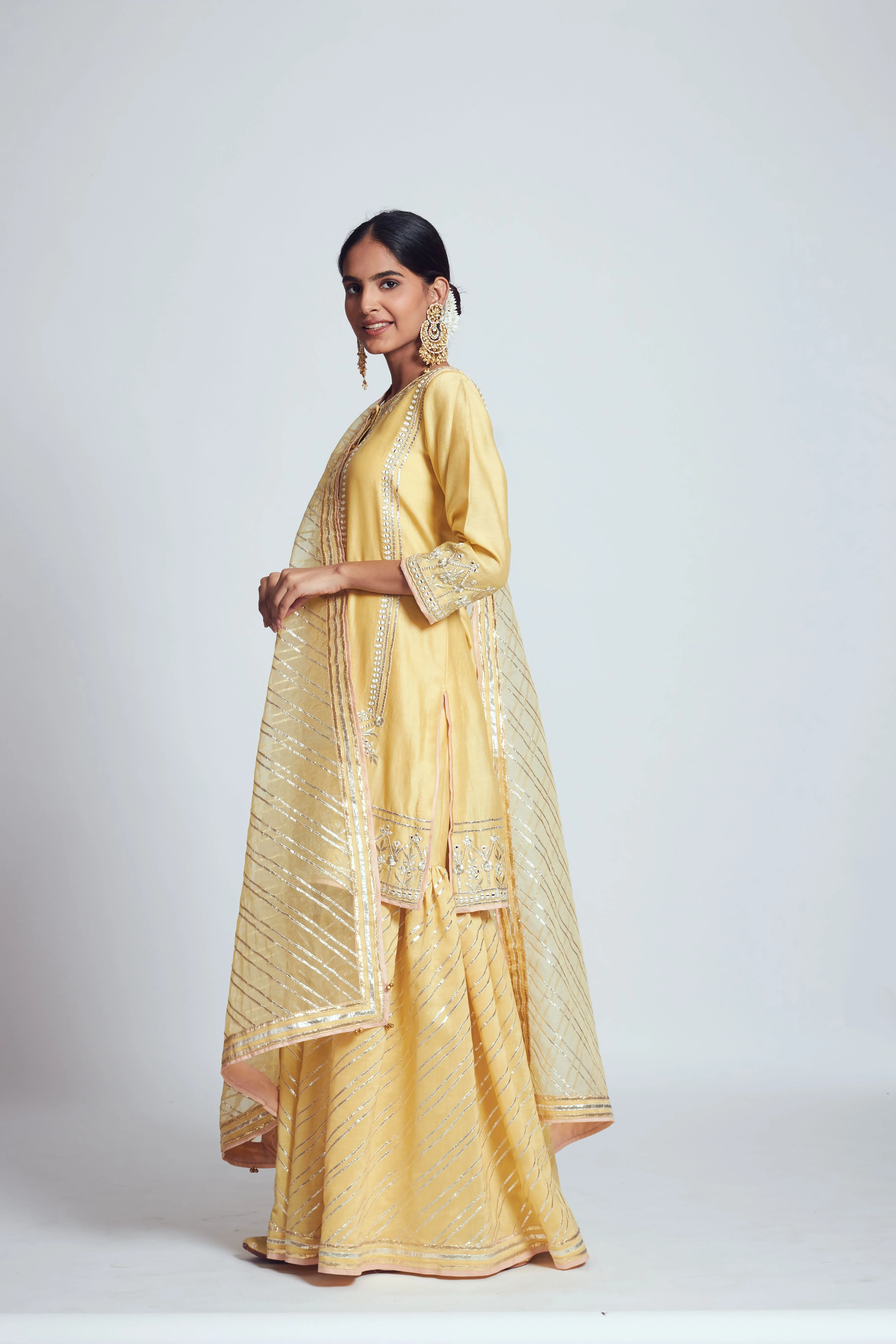 Rizwanaa- Happy yellow chanderi silk ensemble - Image 5