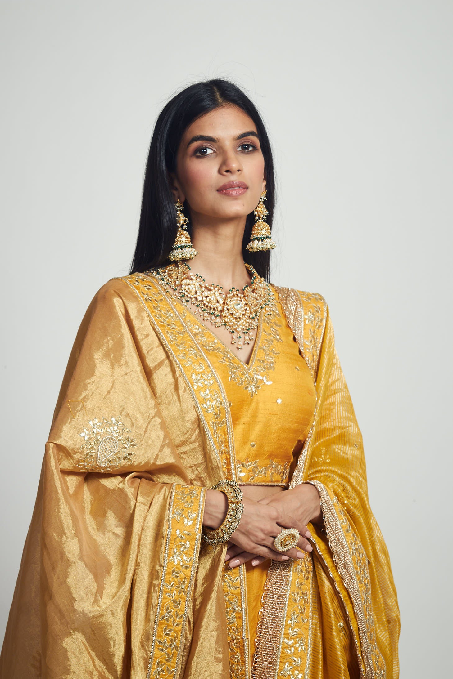 Ruhina- Pure tissue Gota patti embroidered odhni - Image 3