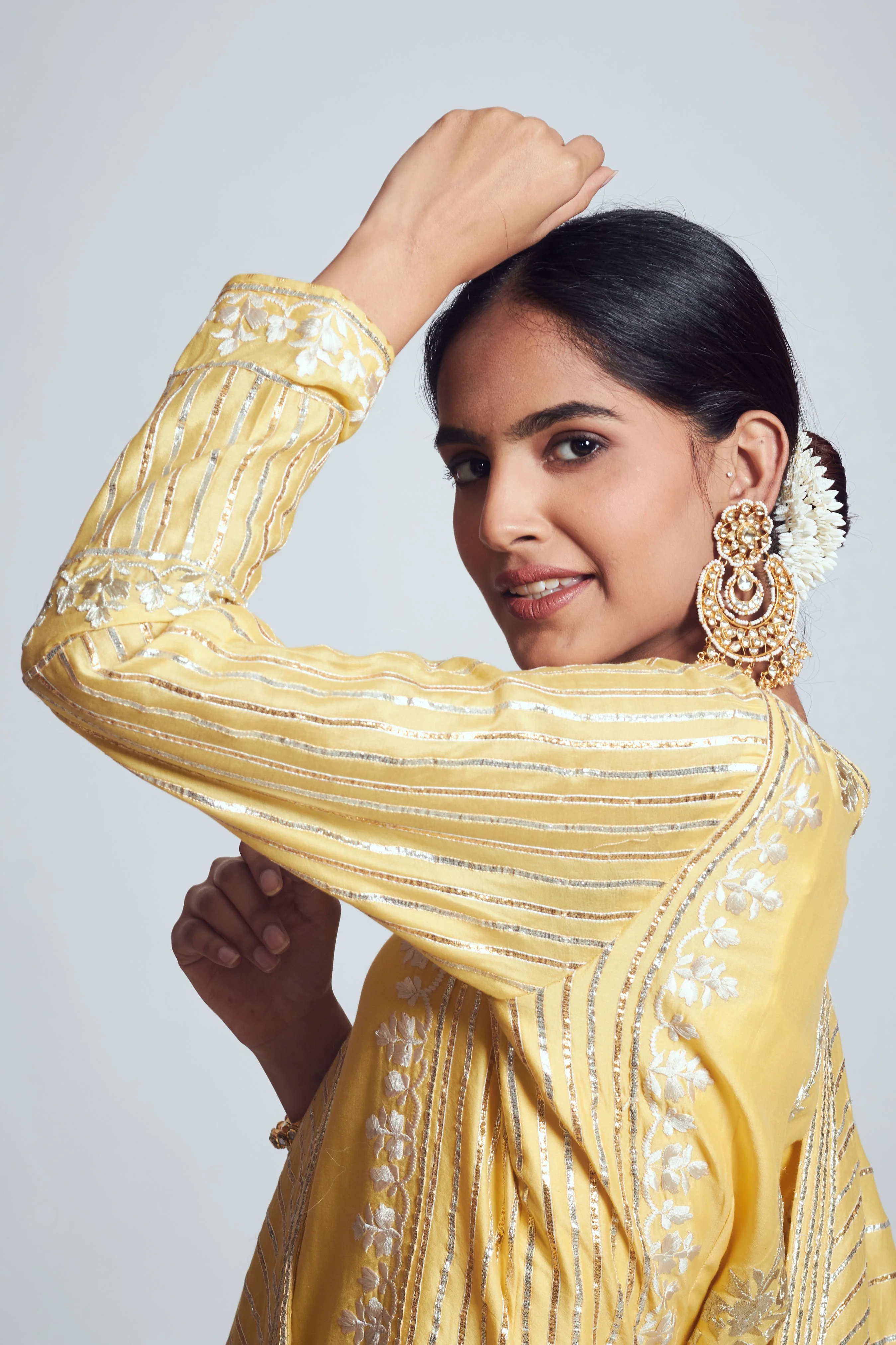 Sehar- Happy yellow chanderi silk embroidered ensemble - Image 4
