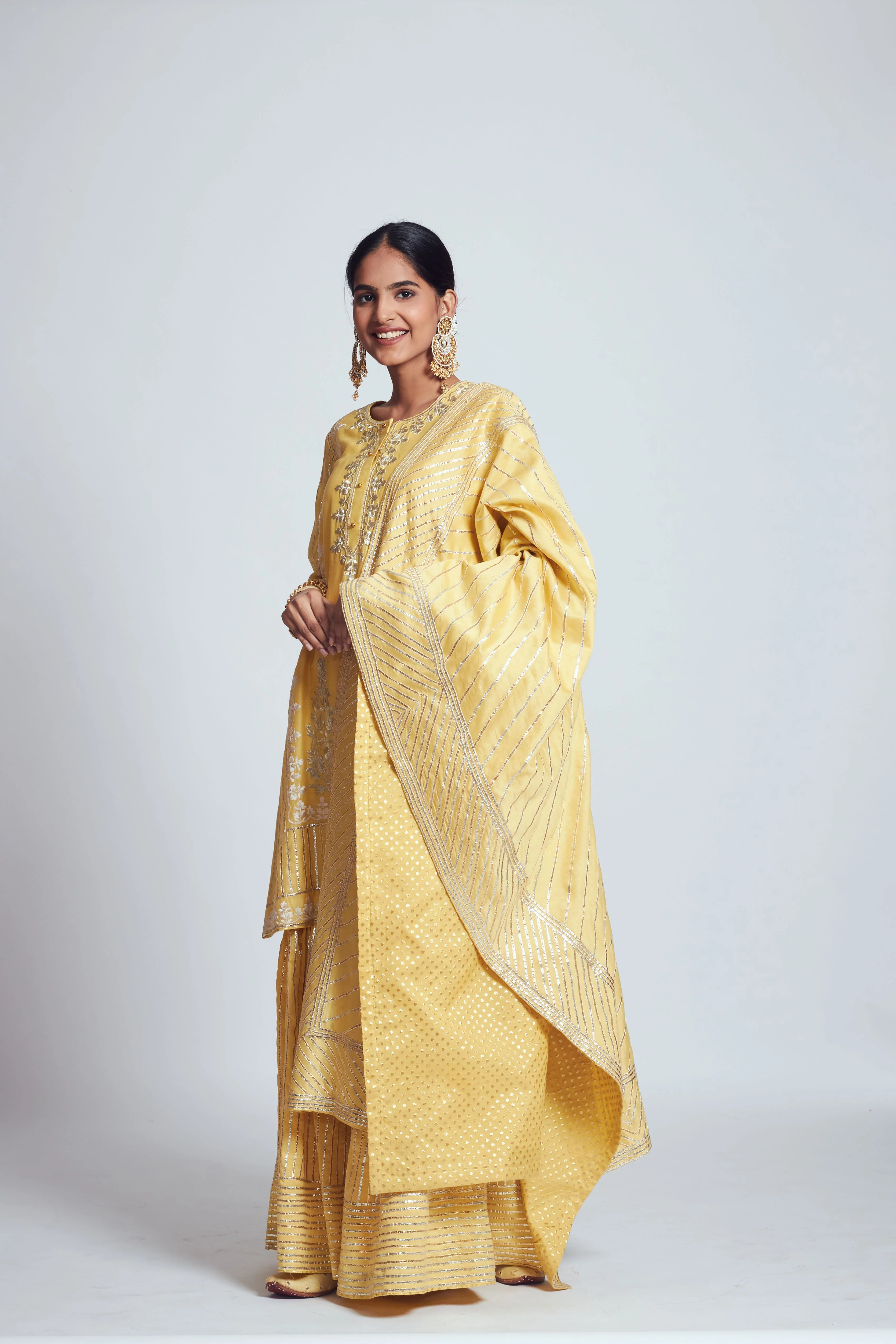 Sehar- Happy yellow chanderi silk embroidered ensemble - Image 5