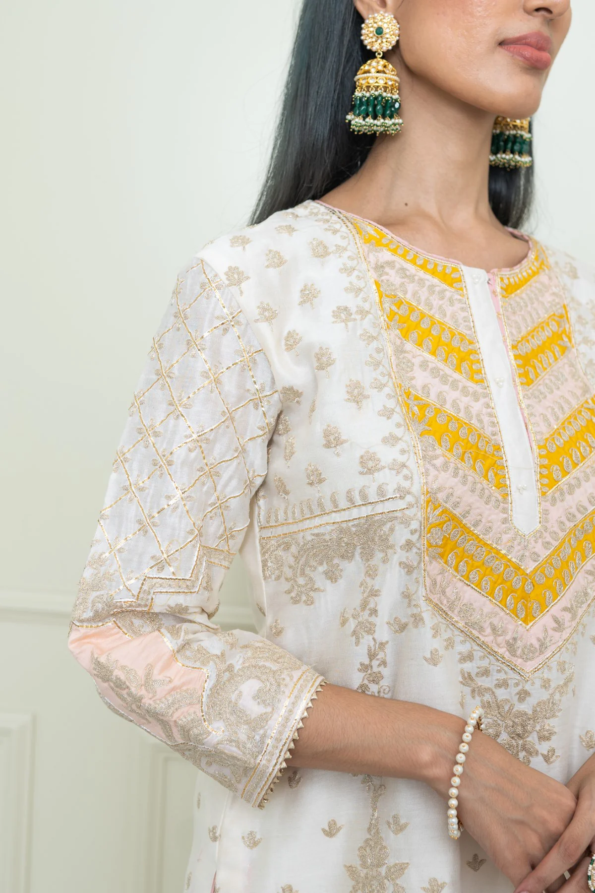 Shaira - Daisy Ivory Straight kurta with sharara and odhni - Image 3